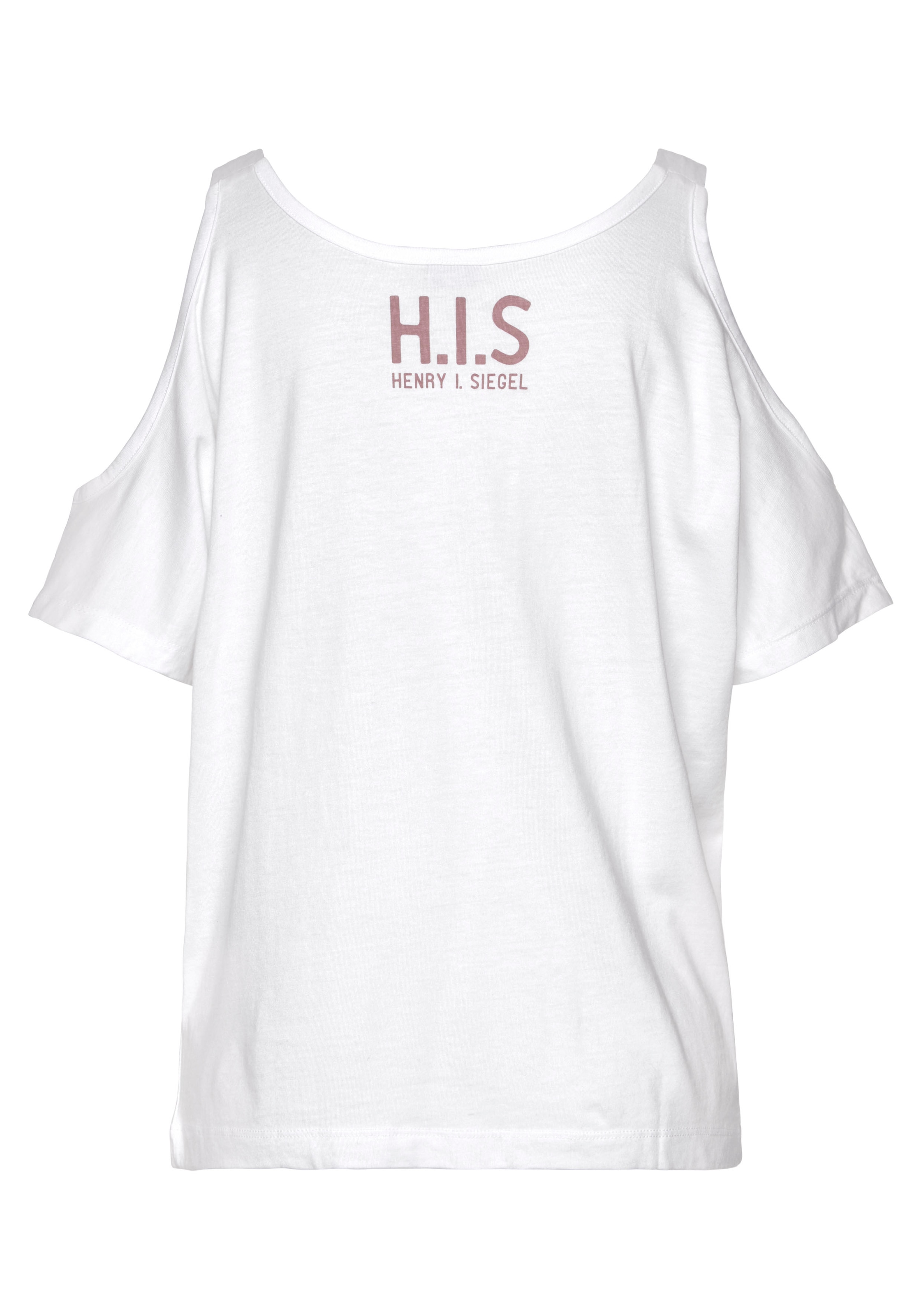 H.I.S Kurzarmshirt, mit Logoprint hinten und Cut-Outs an den Schultern, Baumwoll-Mix