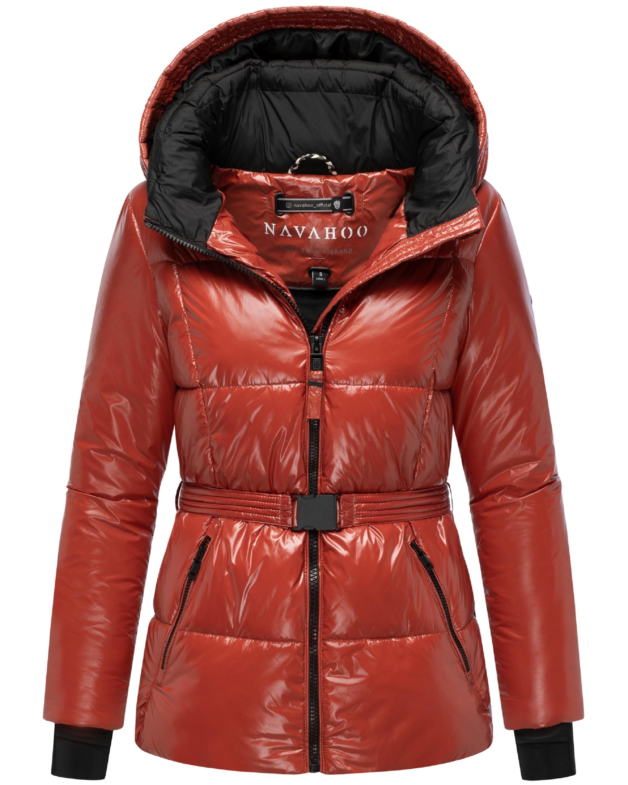 Navahoo Steppjacke »Steppjacke Eisglanz 14« mit Kapuze Glänzende Damen Winterjacke mit Taillengürtel