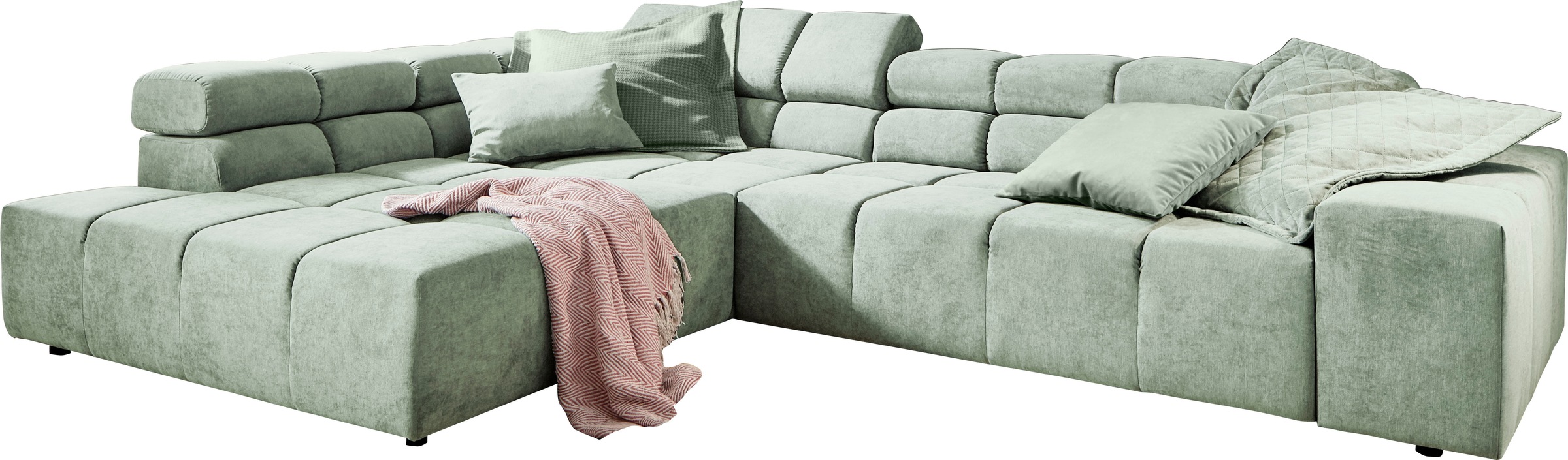 INOSIGN Ecksofa »Ancona incl. Kopfteilverstellung, Breite 319cm, L-Form«, wahlweise motorische Sitztiefenverstellung, auch in Cord + Easy Care
