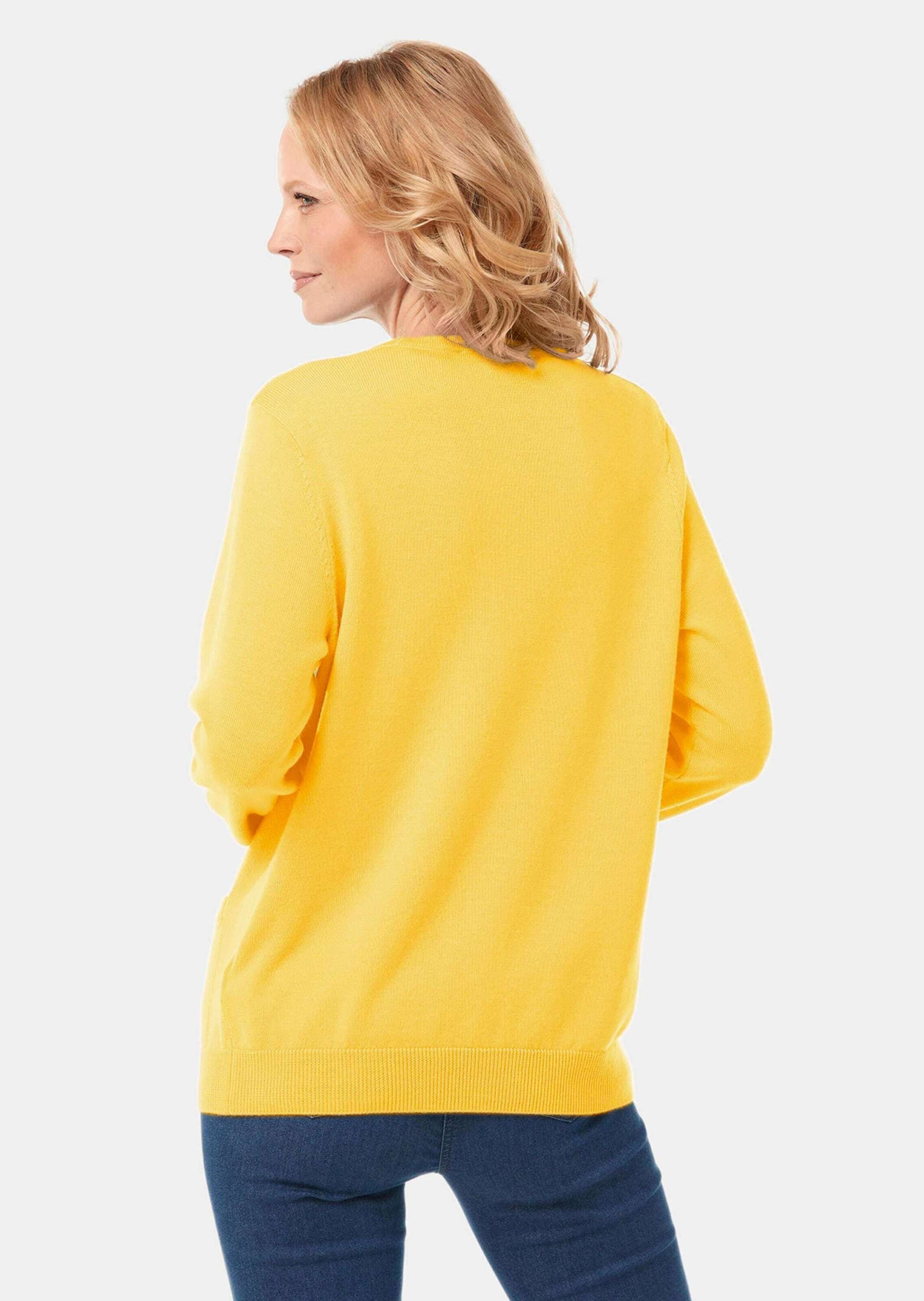 GOLDNER Strickjacke »Kurzgröße Uni Merino-Cardigan Langarm« Rippenbündchen