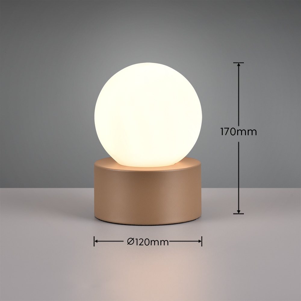 TRIO Leuchten Tischlampe »COUNTESS, Tischleuchte Glas Kugel exkl 1x E14 max 25W Nachttischlampe«, 1 flammig, Leuchtmittel E14 | Leuchtmittel wechselbar, Wohnzimmer Tischlampe mit On/Off Touch Steuerung Ø12cm Glasschirm weiß