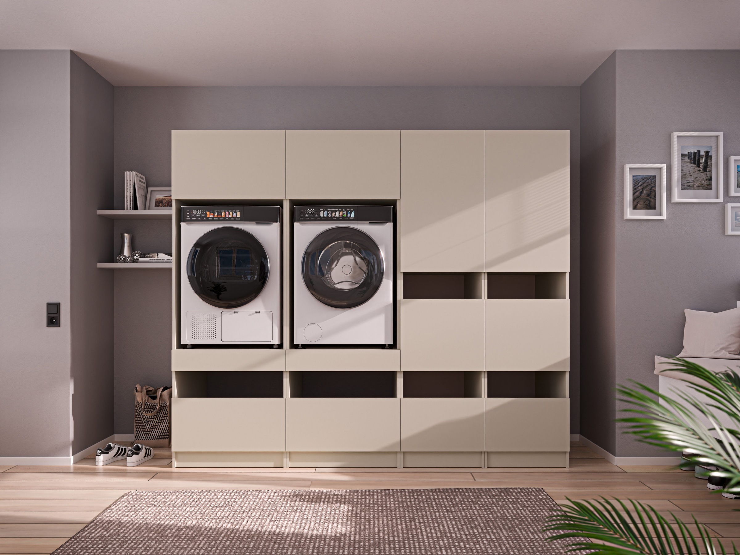 BASIC by Balculina Mehrzweckschrank-Set »Washhome B/T/H 236x68x200 cm« 4 Stk. tlg.