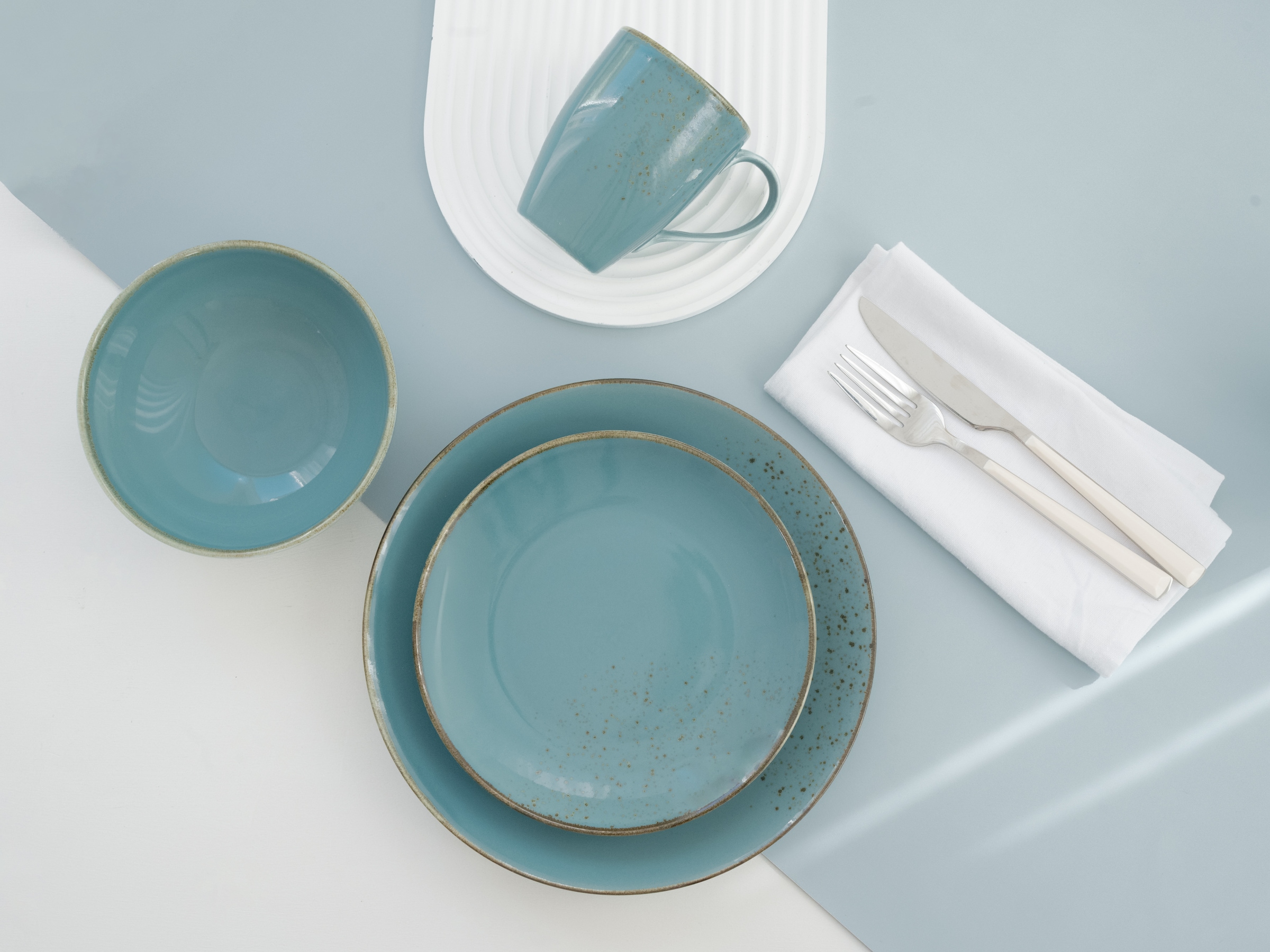 CreaTable Kombiservice »Nature Collection, Kombi-Service 16-tlg« Handwerklicher Look, Vintage