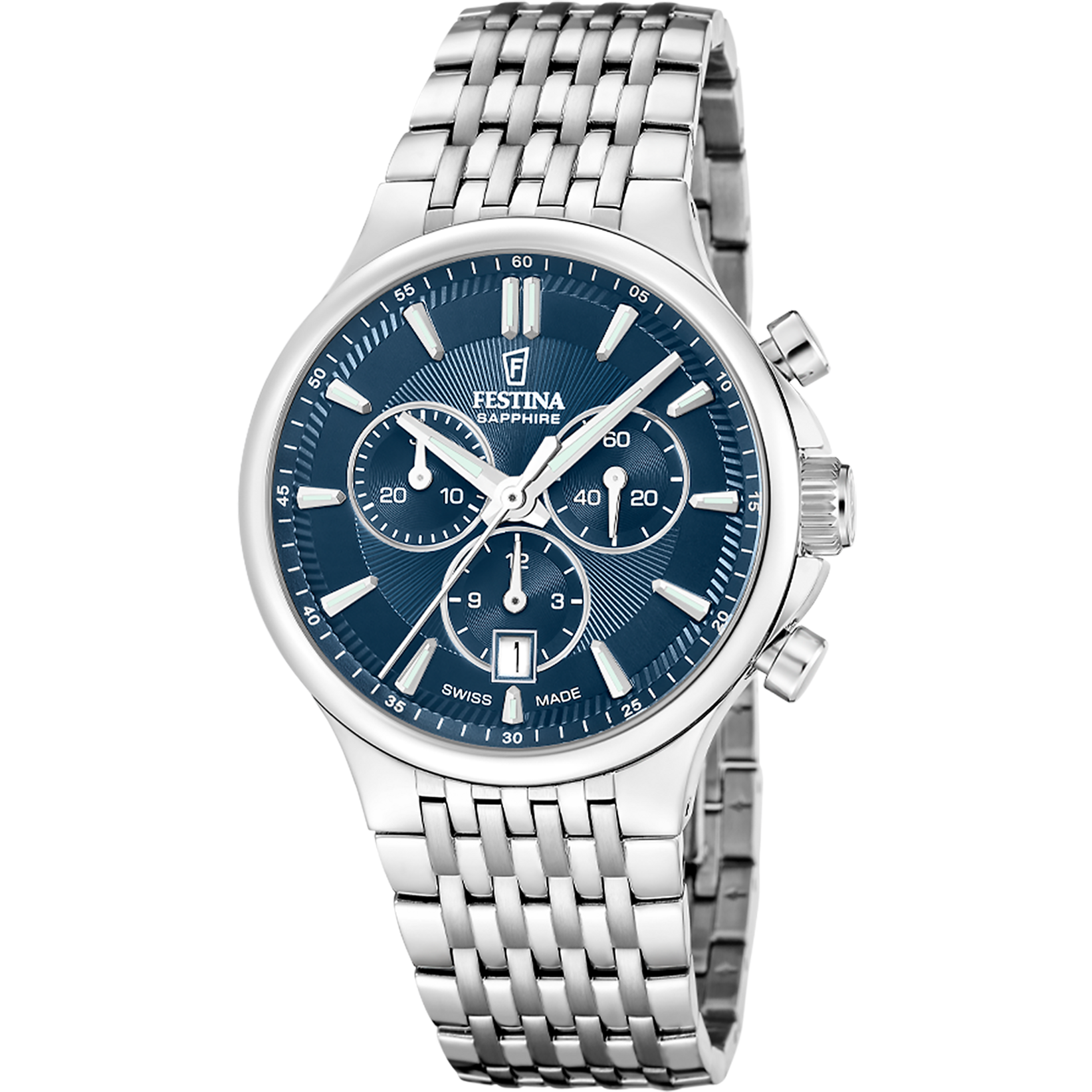 Festina »Chrono« Quarzuhr, Armbanduhr, Herrenuhr, Swiss Made, Edelstahlarmband, analog