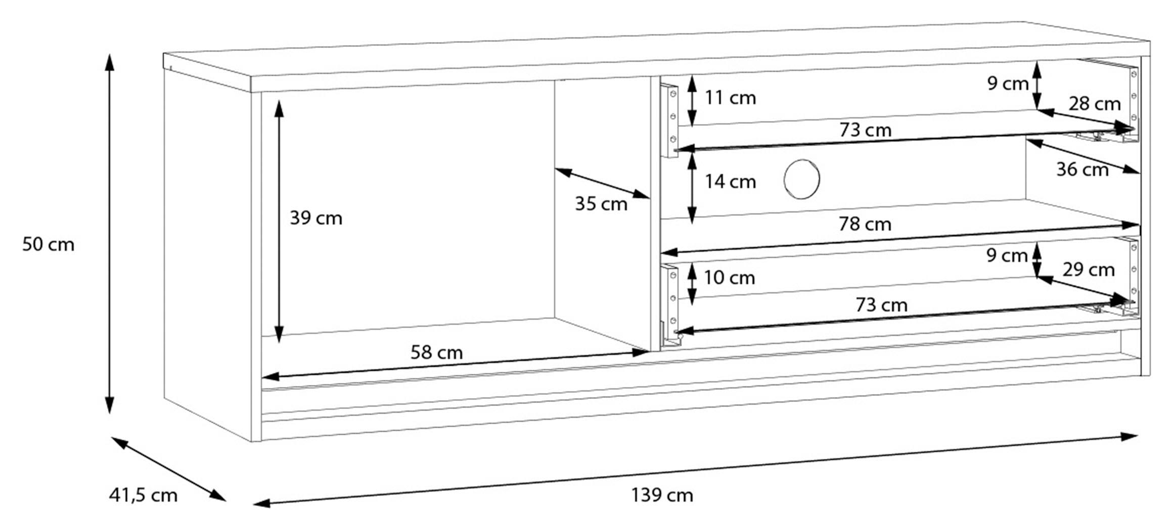 FORTE Lowboard »Attention TV-Board, TV-Schrank«, TV-Board, Beleuchtung, Soft Close, Kabelführung