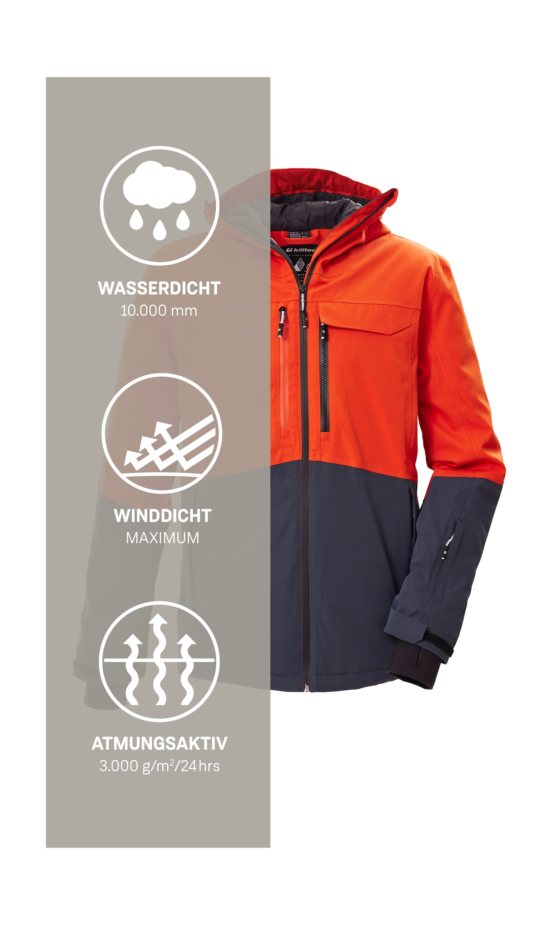 Killtec Skijacke »KSW 280 MN SKI JCKT« Wasserdichte Herrenjacke mit Schneefang und Teflon EcoElite™
