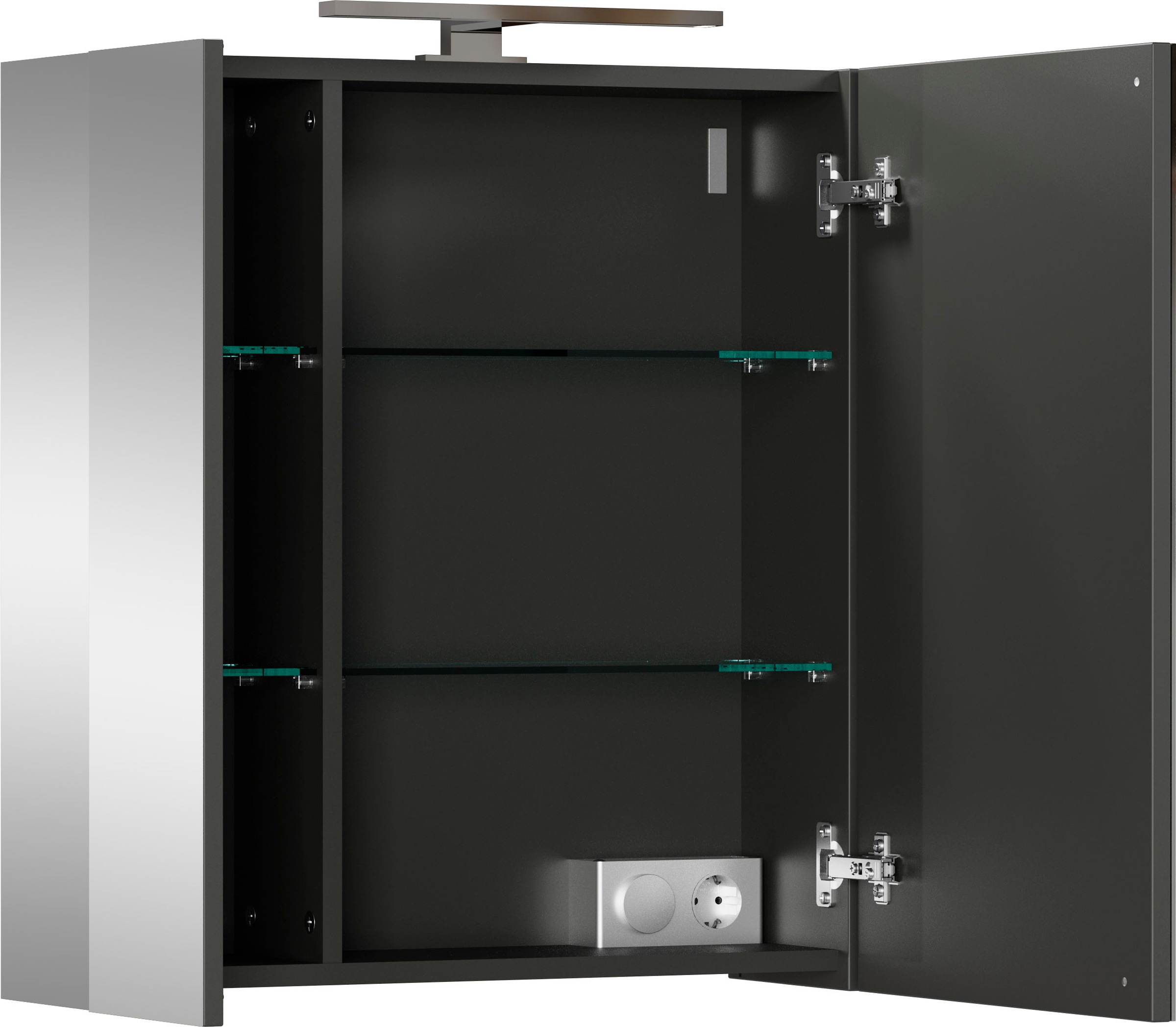 GERMANIA Spiegelschrank »Spiegelschrank« 1 Stk. tlg. 2-türiger Spiegelschrank mit LED-Beleuchtung und Steckdose