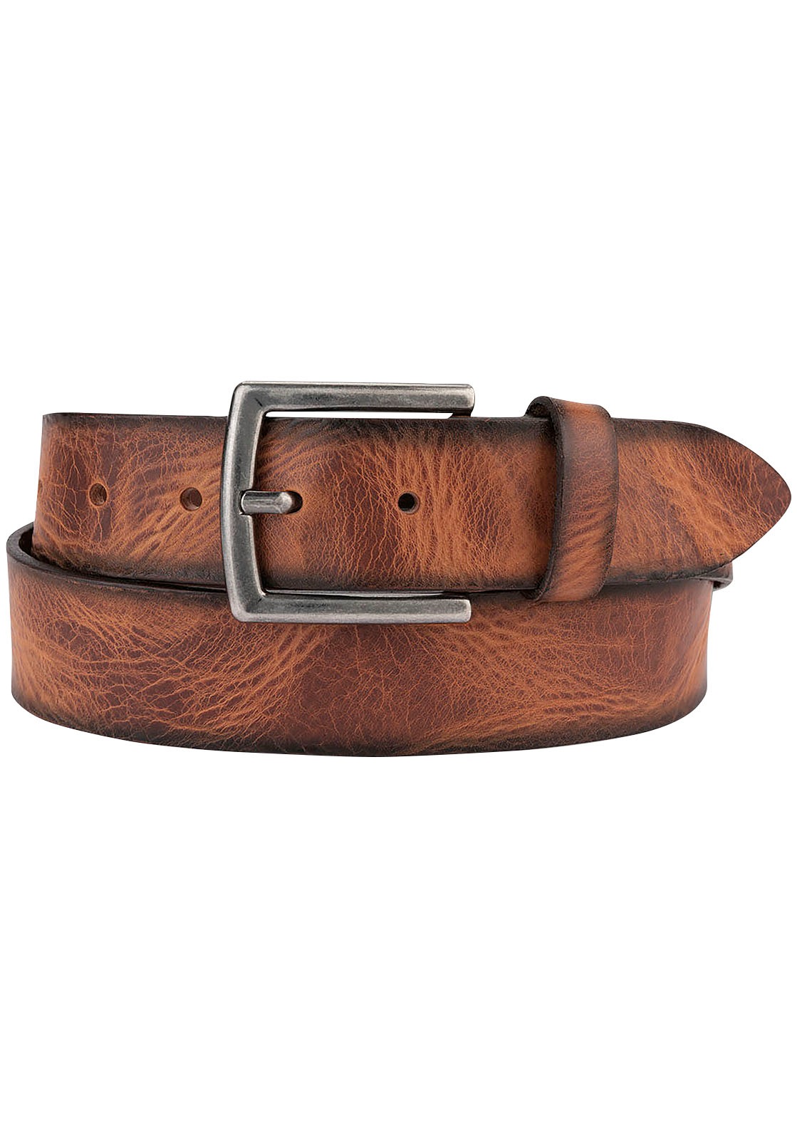 Bernd Götz Herren Ledergürtel mit silberfarbener Schließe in braun, Größe 100