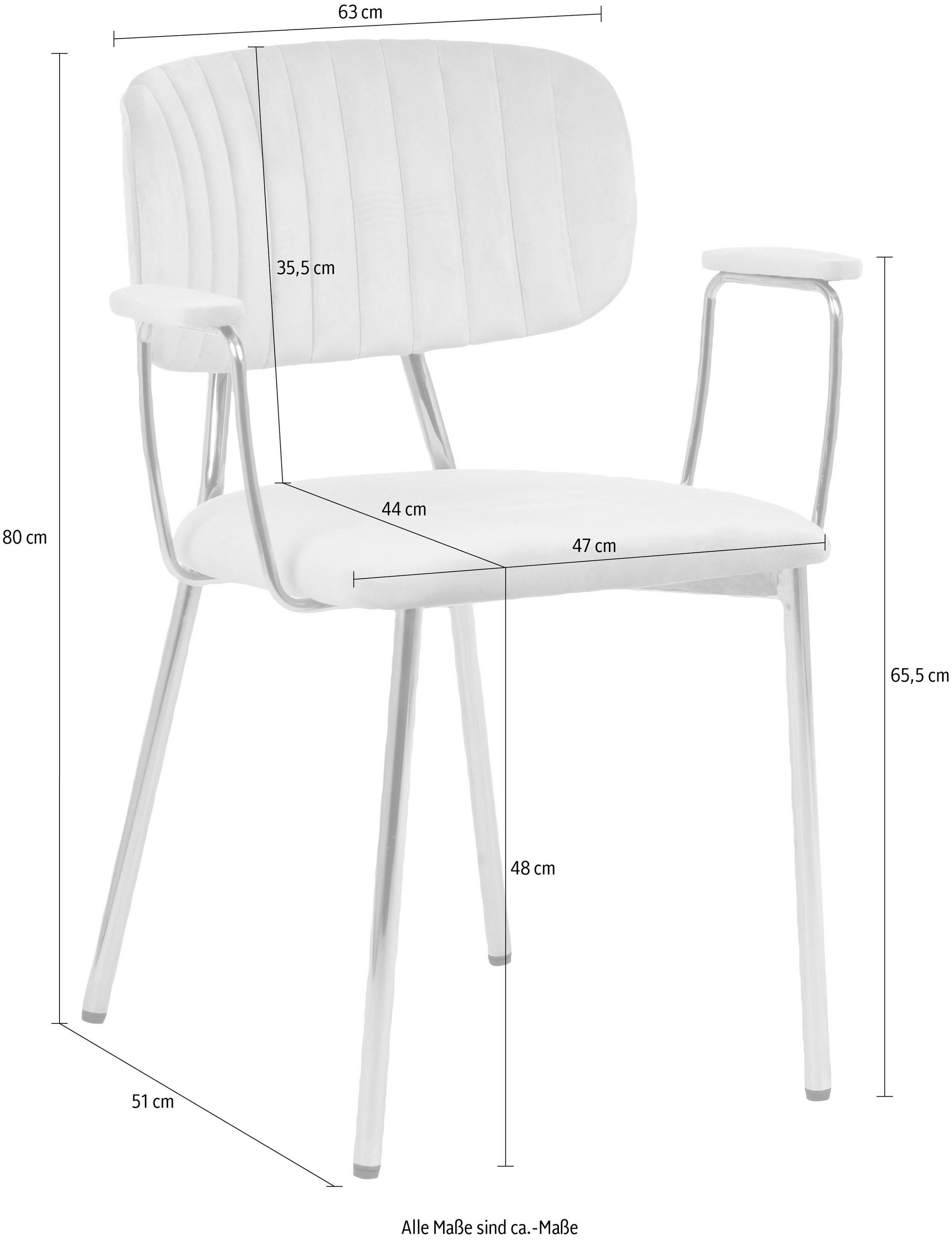 Kayoom 4-Fußstuhl »Stuhl Kian 225 2er-Set, Gestell aus Edelstahl, Rückenpolster«, (Set), 2 St., Stoffbezug, samtweicher Bezug Rückenpolster ist ein Hingucker