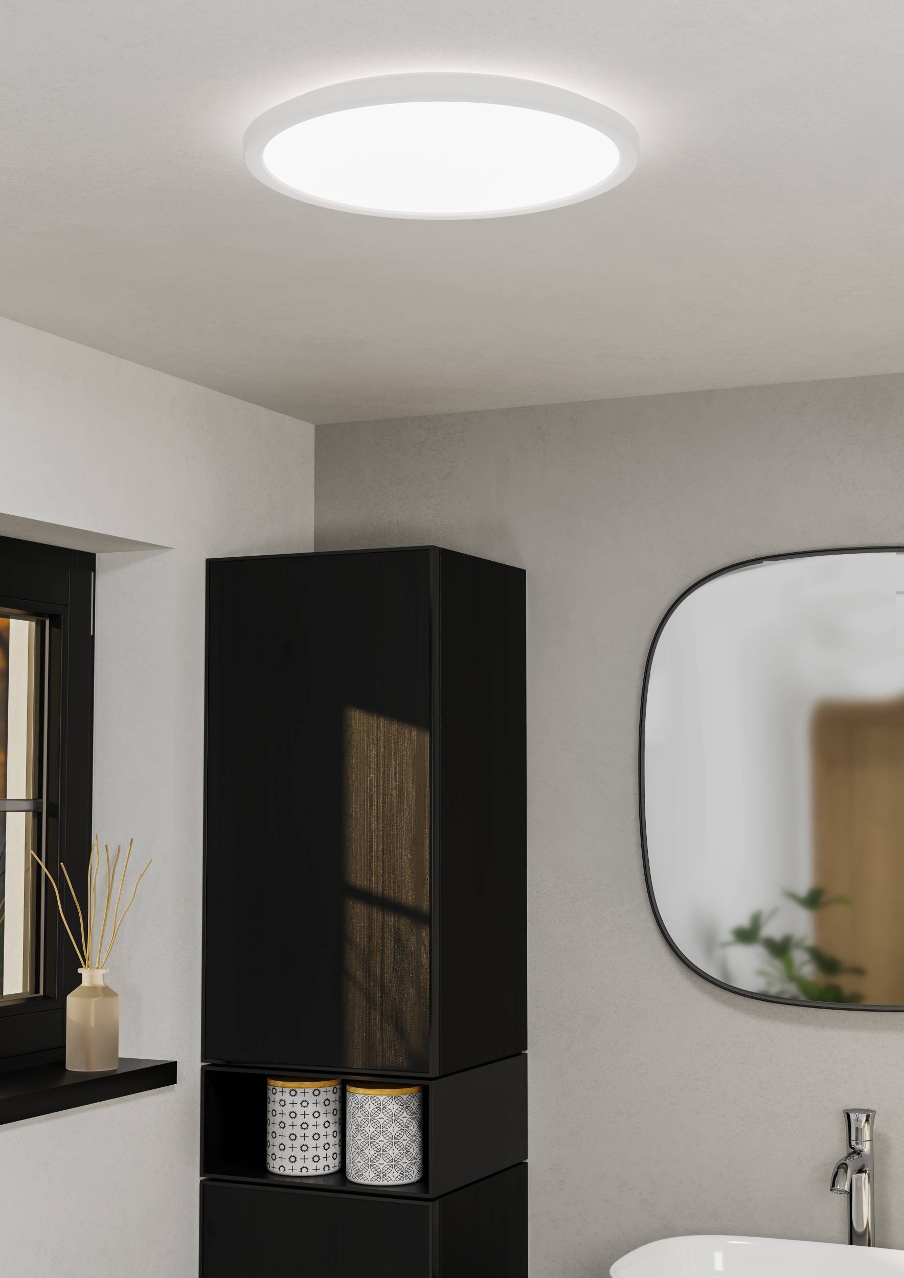 EGLO Deckenleuchte »Rovito Deckenlampe, Deckenbeleuchtung, Badlampe, Kunststoff, IP44« LED-Modul 1 Stk. Kaltweiß | Neutralweiß | Warmweiß Wand-/Deckenleuchte - H3 x Ø38,9 cm - weiß - 18,5W inkl.