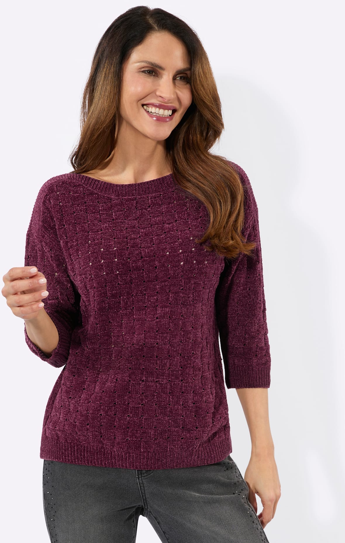 Inspirationen 3/4 Arm-Pullover »Chenille-Pullover«