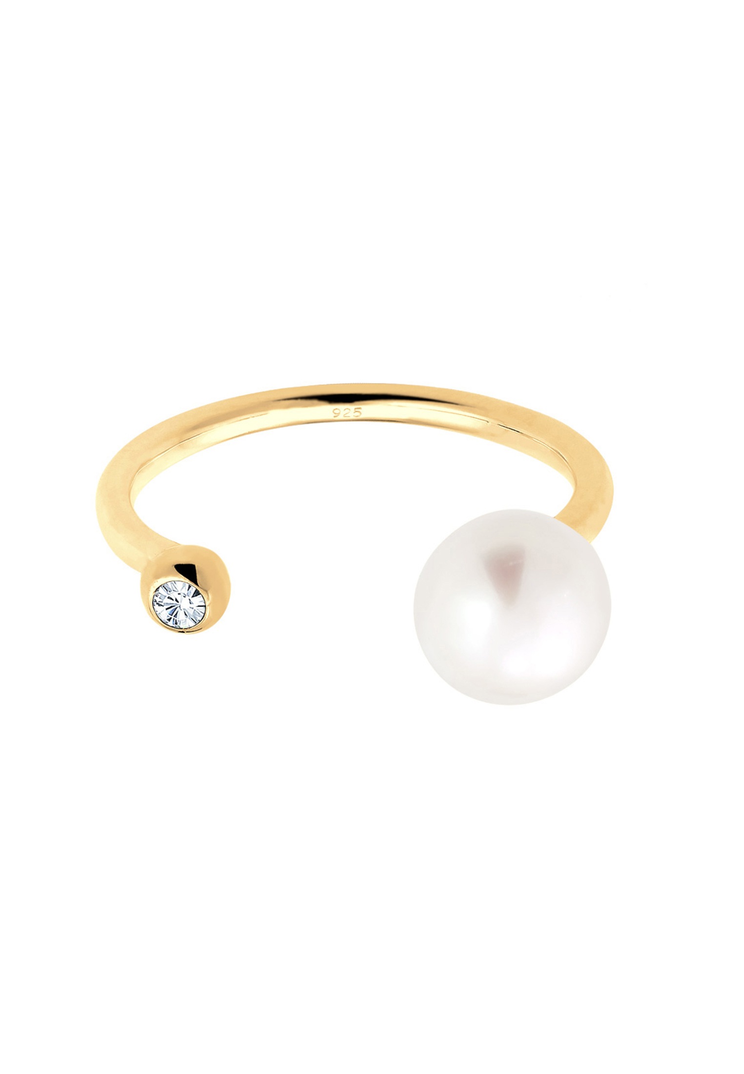Elli Perlenring »Ring Süßwasserzuchtperle Kristalle Weiß 925 Sterling Silber verstellbar«