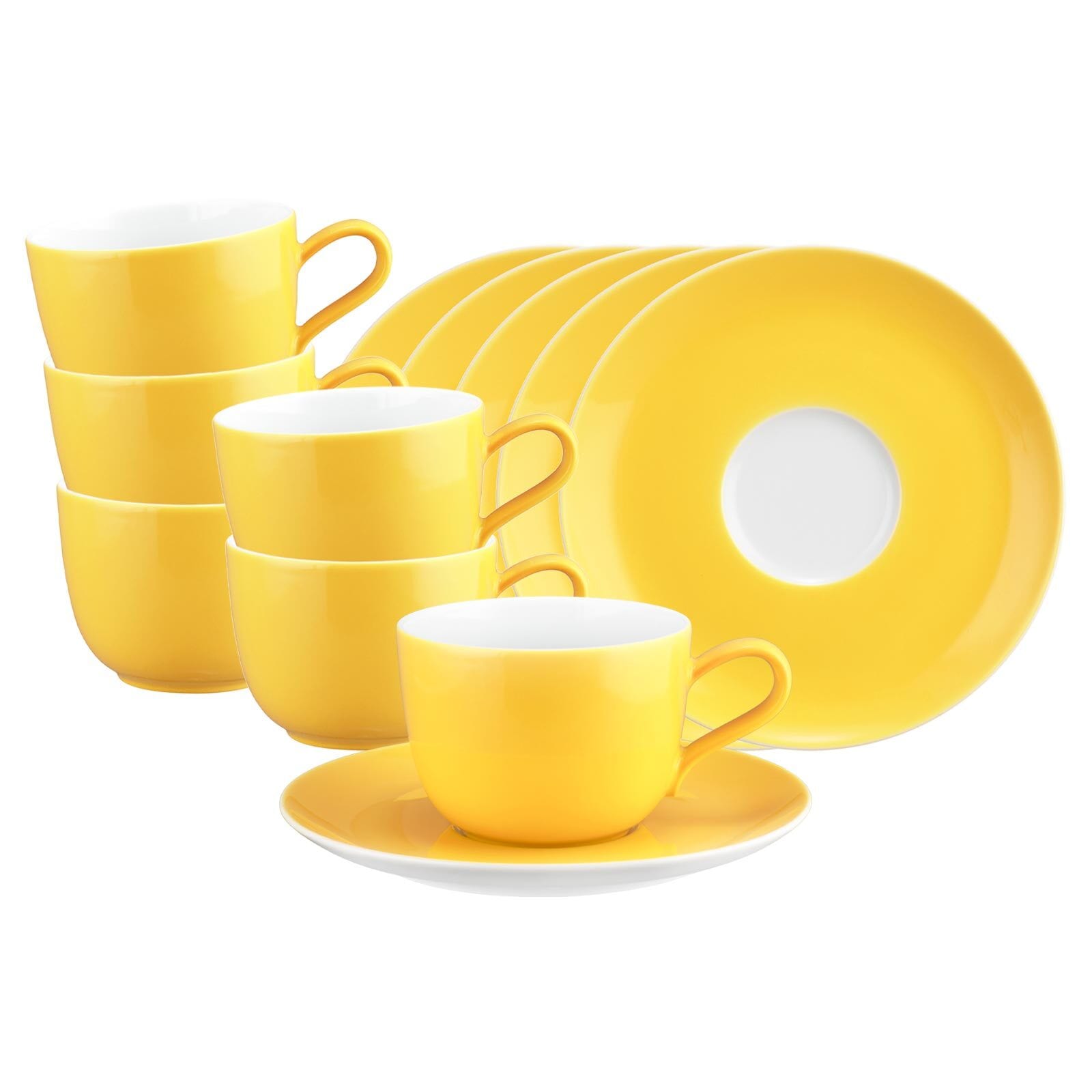 Seltmann Weiden Tasse »Kaffeetassen mit Untertassen Liberty Pure Colors 260 ml 6er Set« Spülmaschinenfest, Mikrowellensicher, Ofenfest