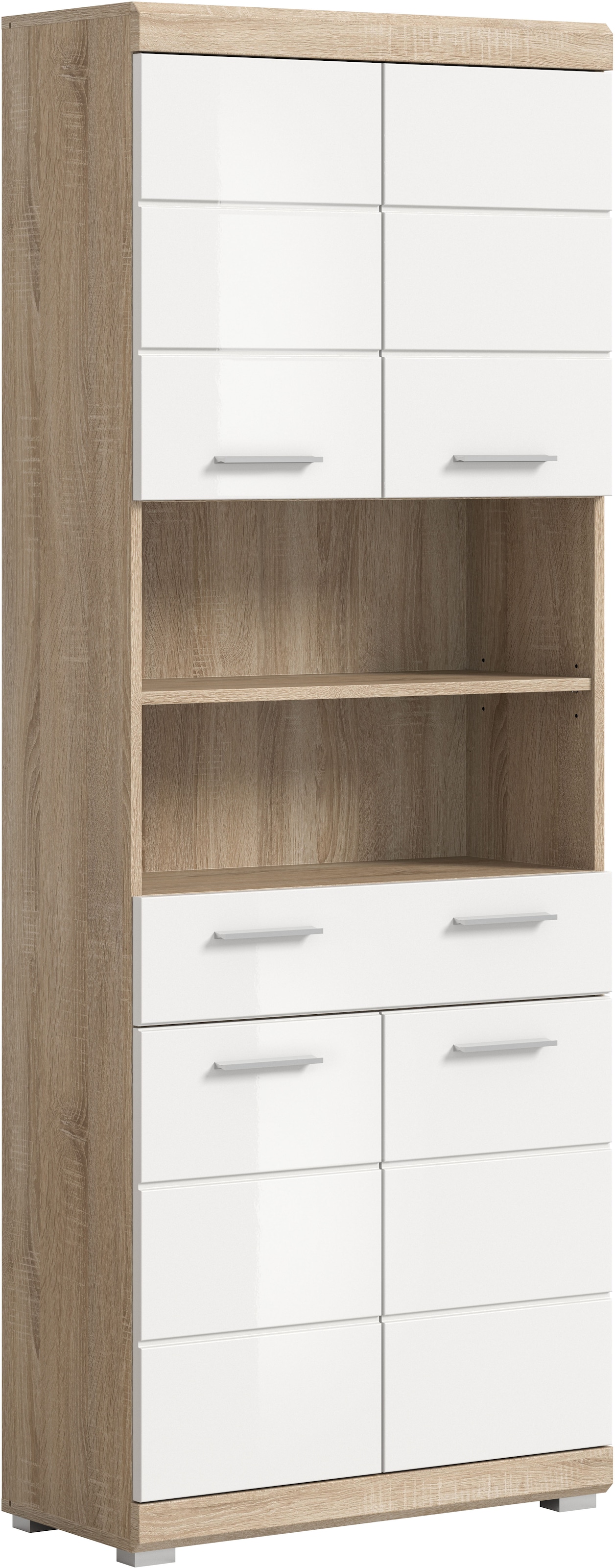 INOSIGN Hochschrank »Siena, Breite 74cm, 4 Türen, 1 Schubkasten, 2 offene Fächer, MDF-Front«, in verschiedenen Farben erhältlich, Badmöbel, Badschrank, Schrank, Bad