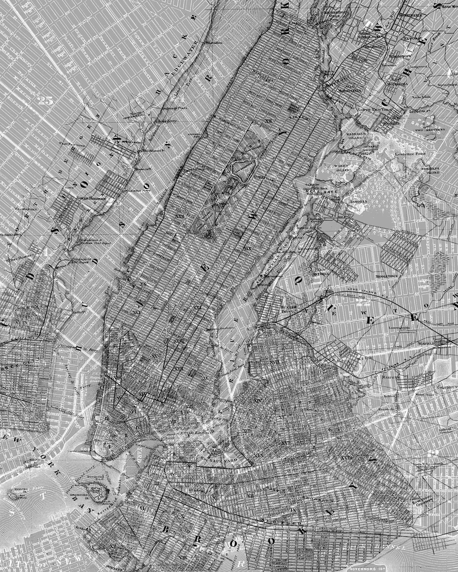 Komar Vliestapete »Digitaldruck Vlies -  NYC Map - Größe 200 x 250 cm« bedruckt glatt Wohnzimmer, Schlafzimmer