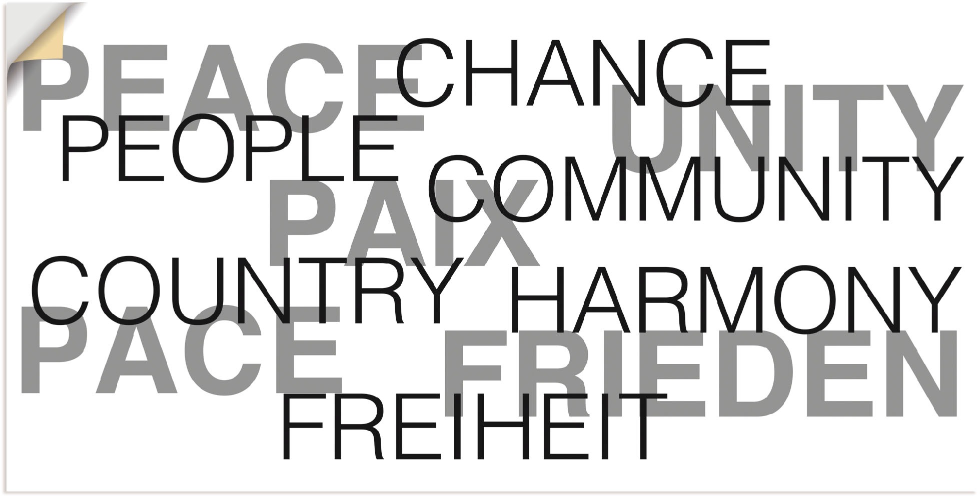 Artland Wandbild »Frieden Statement Bild«, Sprüche & Texte, (1 St.), in vielen Größen & Produktarten - Alubild / Outdoorbild für den Außenbereich, Leinwandbild, Poster, Wandaufkleber / Wandtattoo auch für Badezimmer geeignet