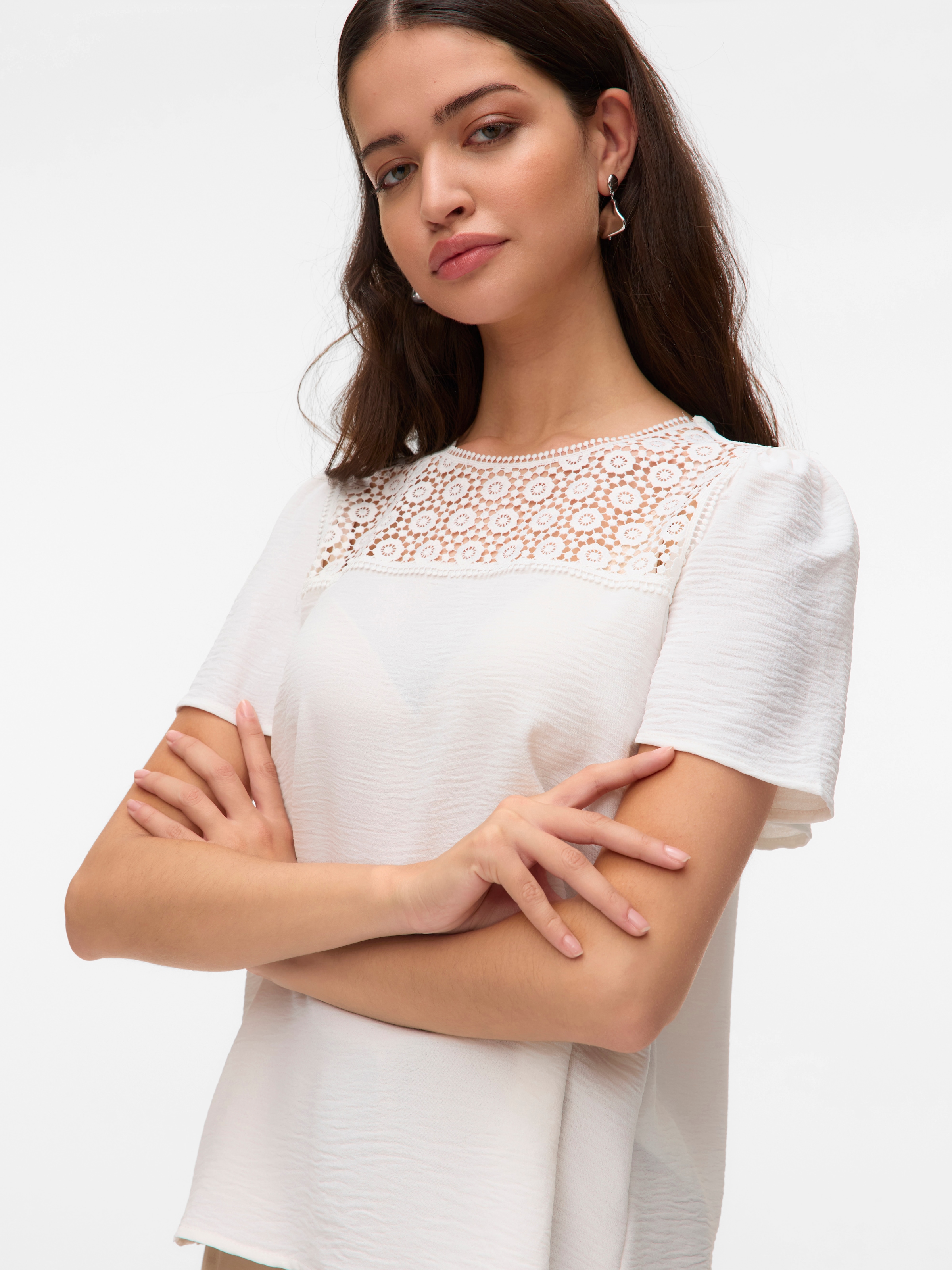 Vero Moda Blusentop »VMALVA CROCHET SS TOP WVN GA«