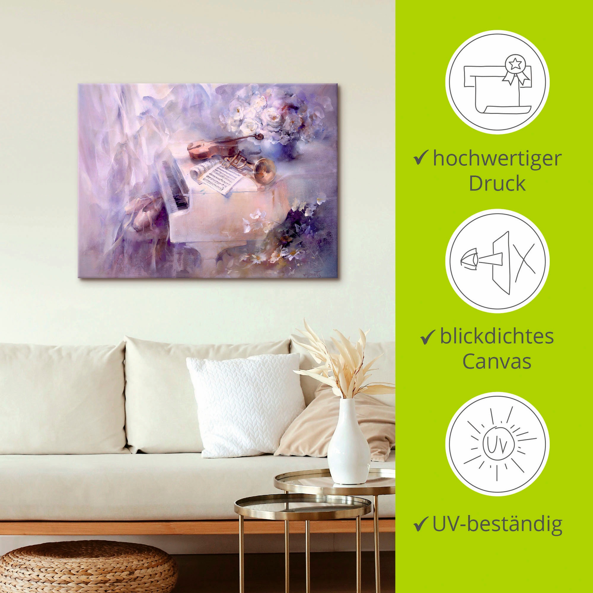Artland Wandbild »Wie ein Lied«, Instrumente, (1 St.), als Leinwandbild, Poster in verschied. Größen