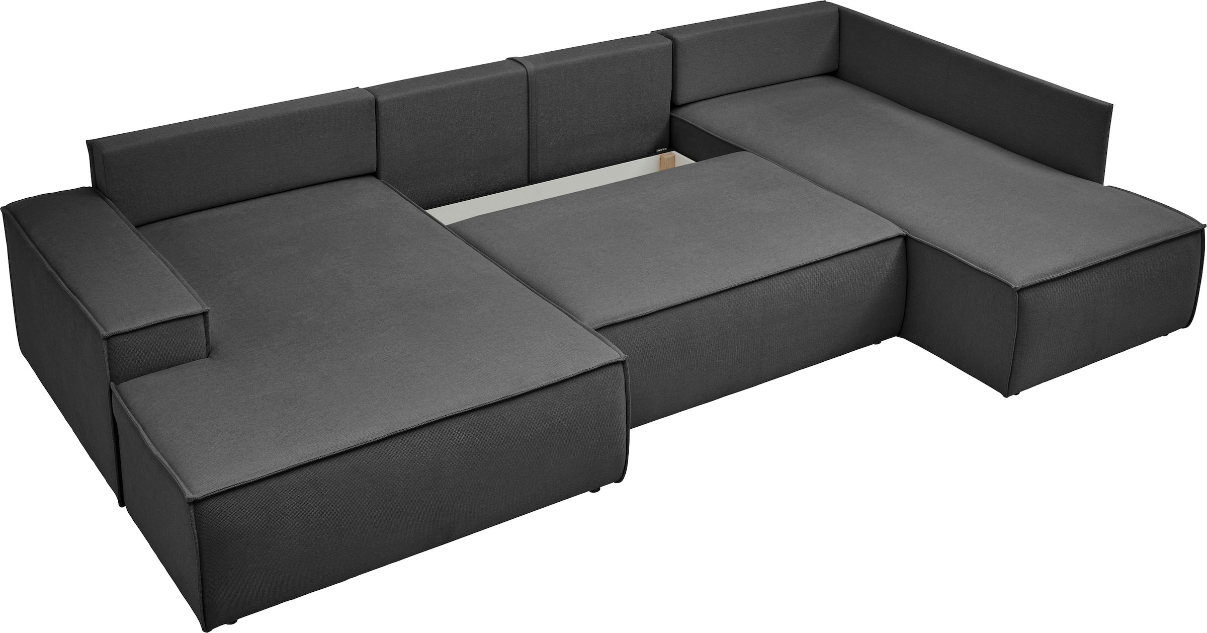 andas Wohnlandschaft »FINNLEY U-Form XXL 329 cm, Schlafsofa, Schlaffunktion m. Bettkasten«, (194/139 cm), Bouclé u. Struktur