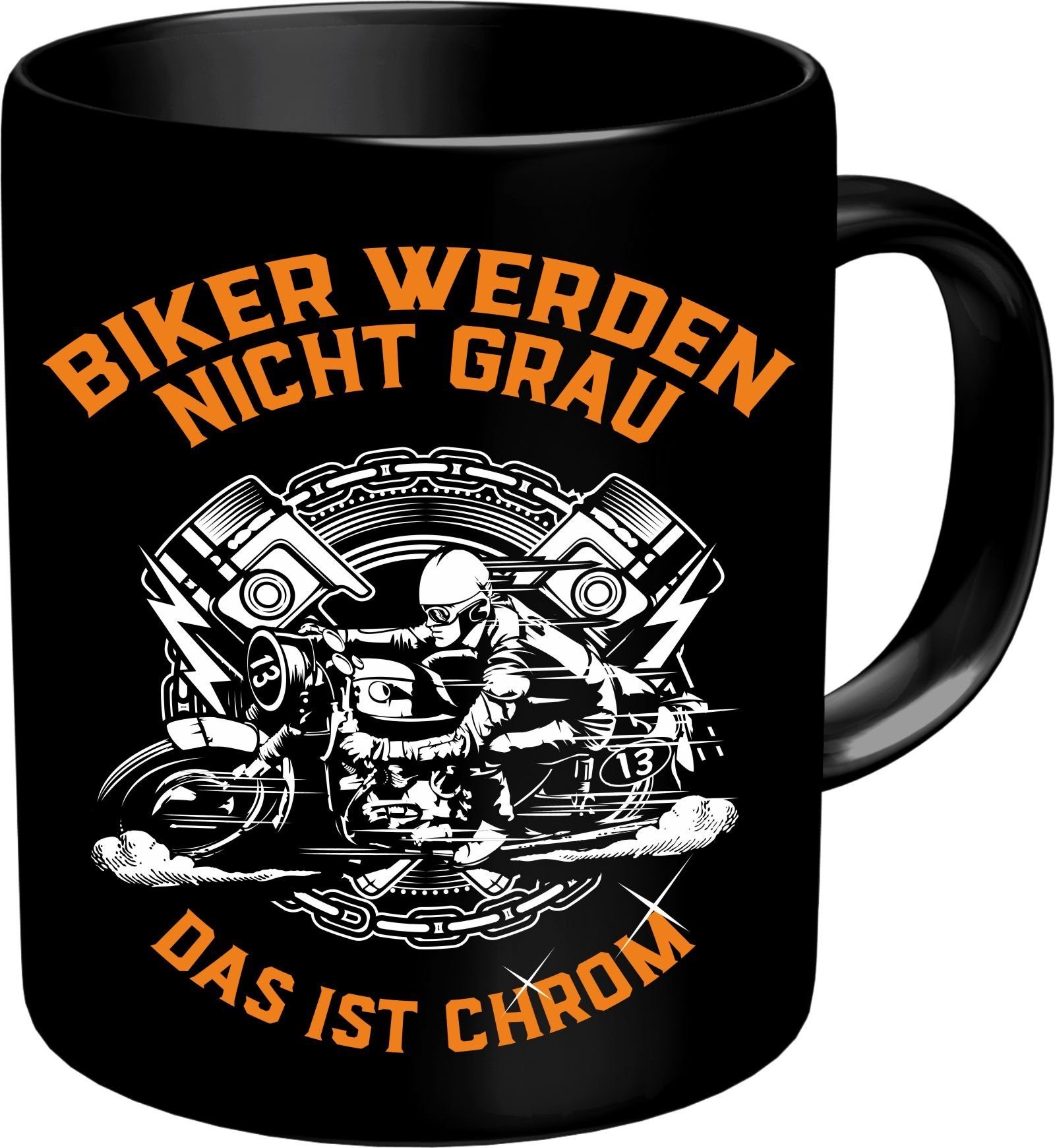 Rahmenlos Kaffeebecher für ältere Motorradfahrer
