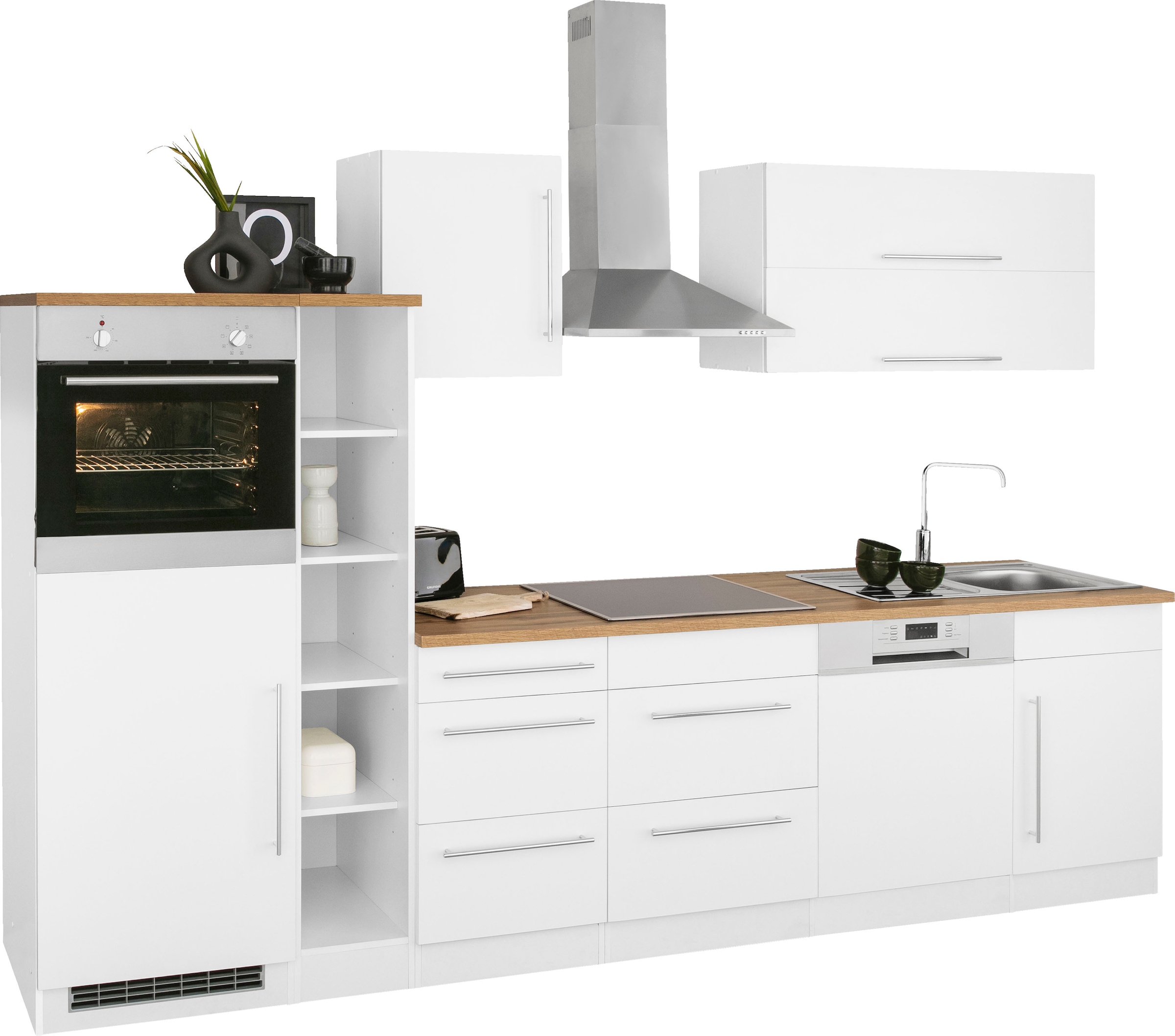 KOCHSTATION Küchenzeile »KS-Samos« Breite 310 cm, wahlweise mit E-Geräten und Induktionkochfeld