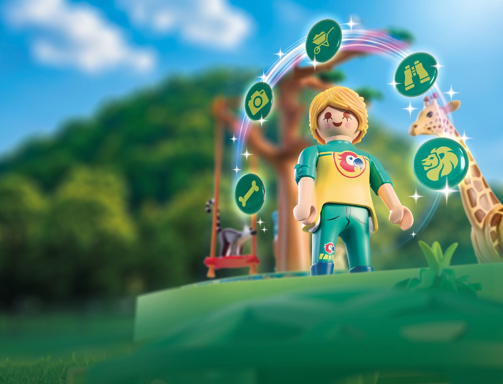 Playmobil® Konstruktions-Spielset »Playmobil Hi! Magische Sticker Zoo (72252), Animals & Friends« Made in Europe; mit interaktivem Backpack kompatibel (nicht enthalten)