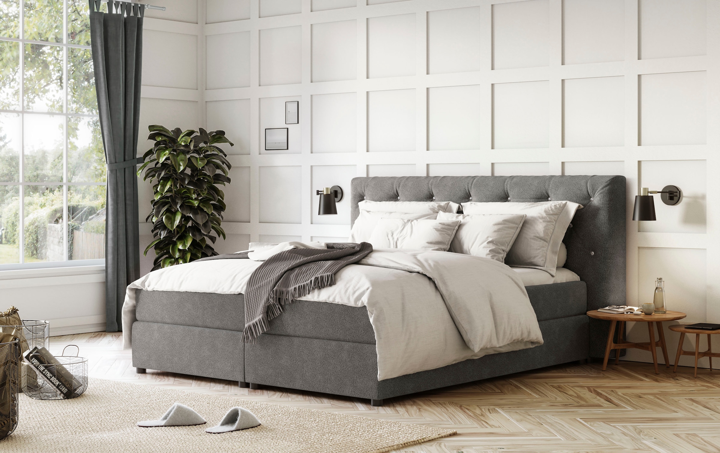 COTTA Boxspringbett »Castle«, mit Strasssteinen im Kopfteil, inkl. Topper