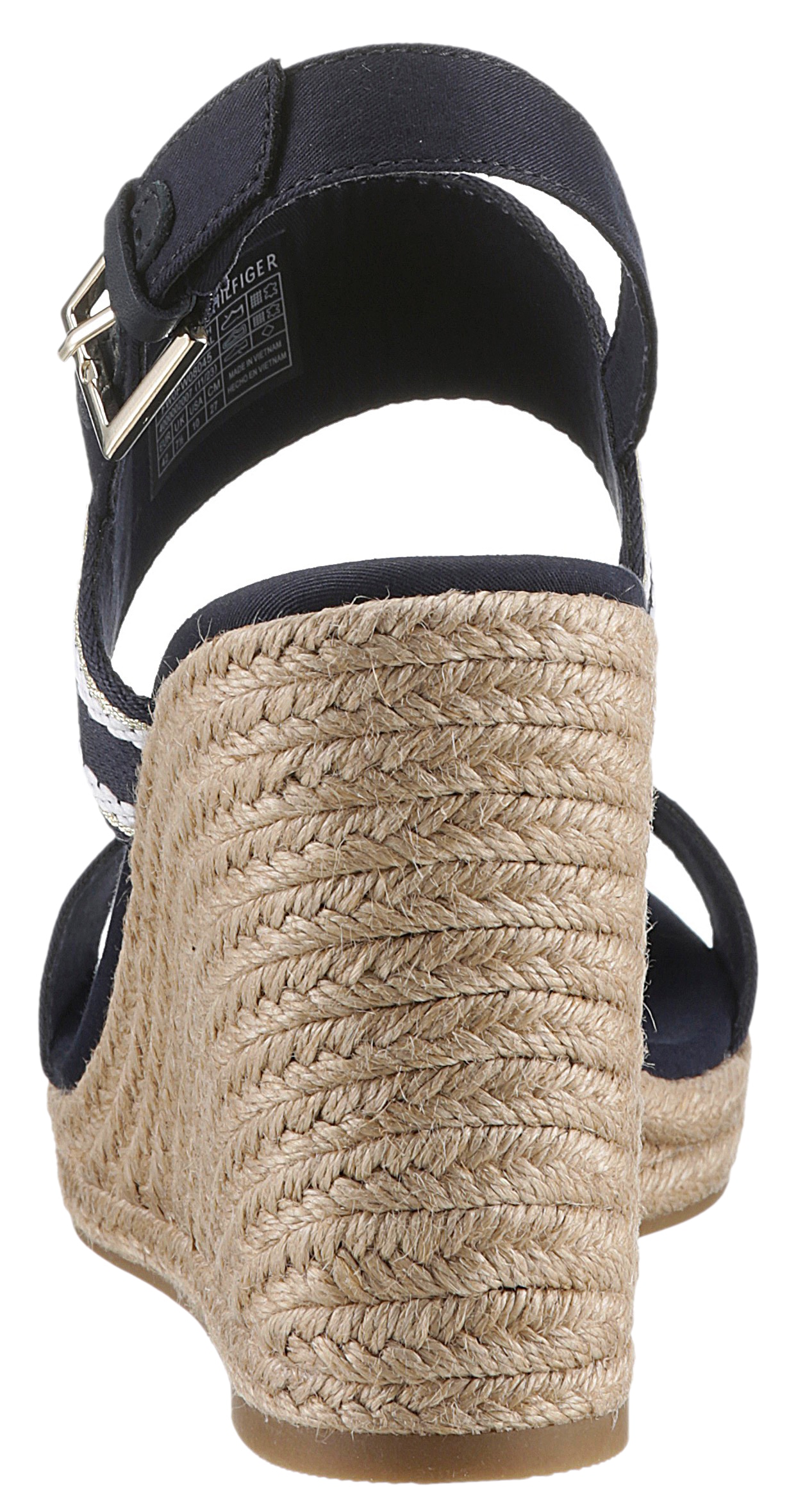 Tommy Hilfiger Keilsandalette »WEBBING HIGH WEDGE SANDAL«, Sommerschuh, Sandale, Keilabsatz, mit seitlichem TH-Label