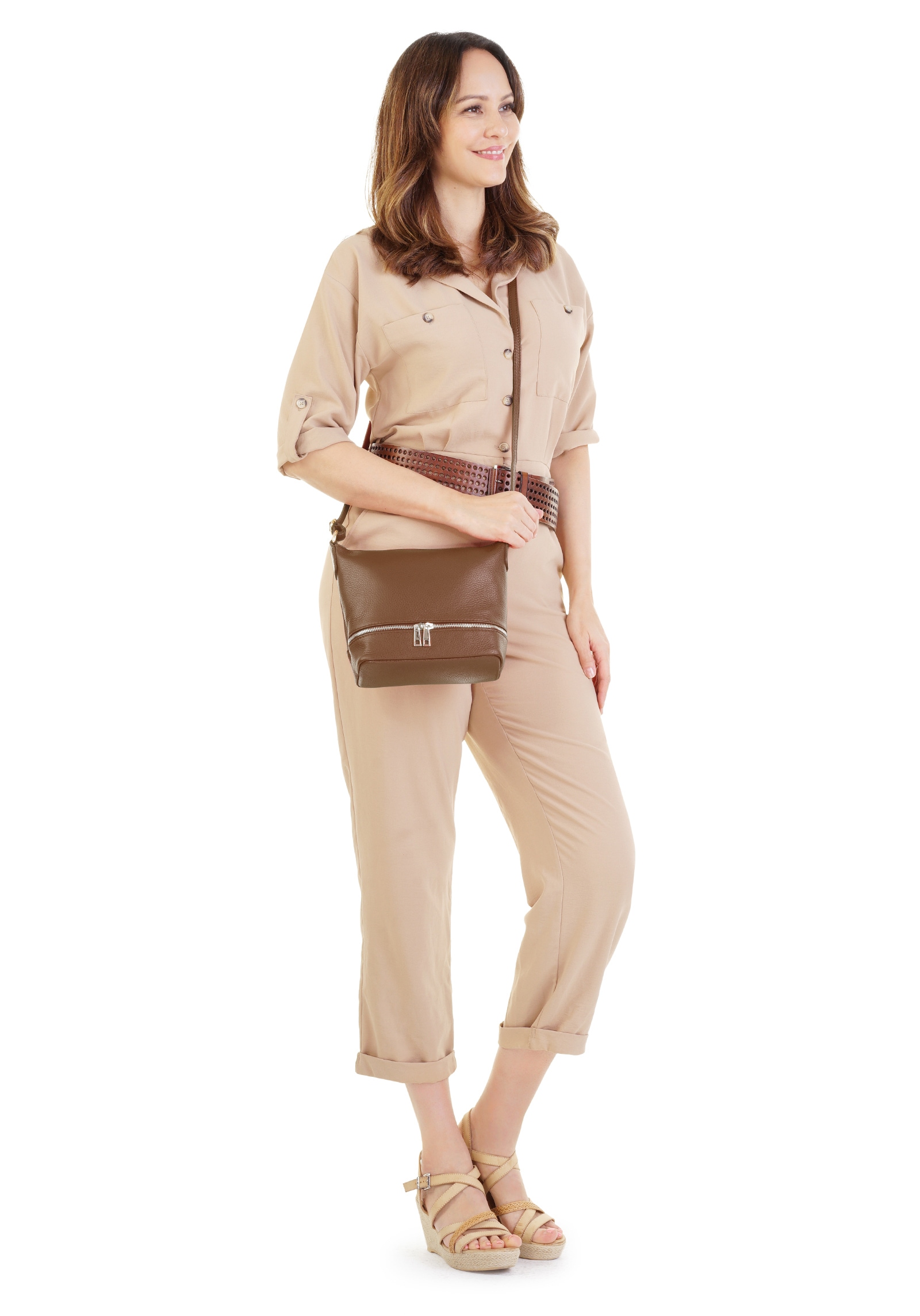 Cluty Umhängetasche echt Leder, Made in Italy