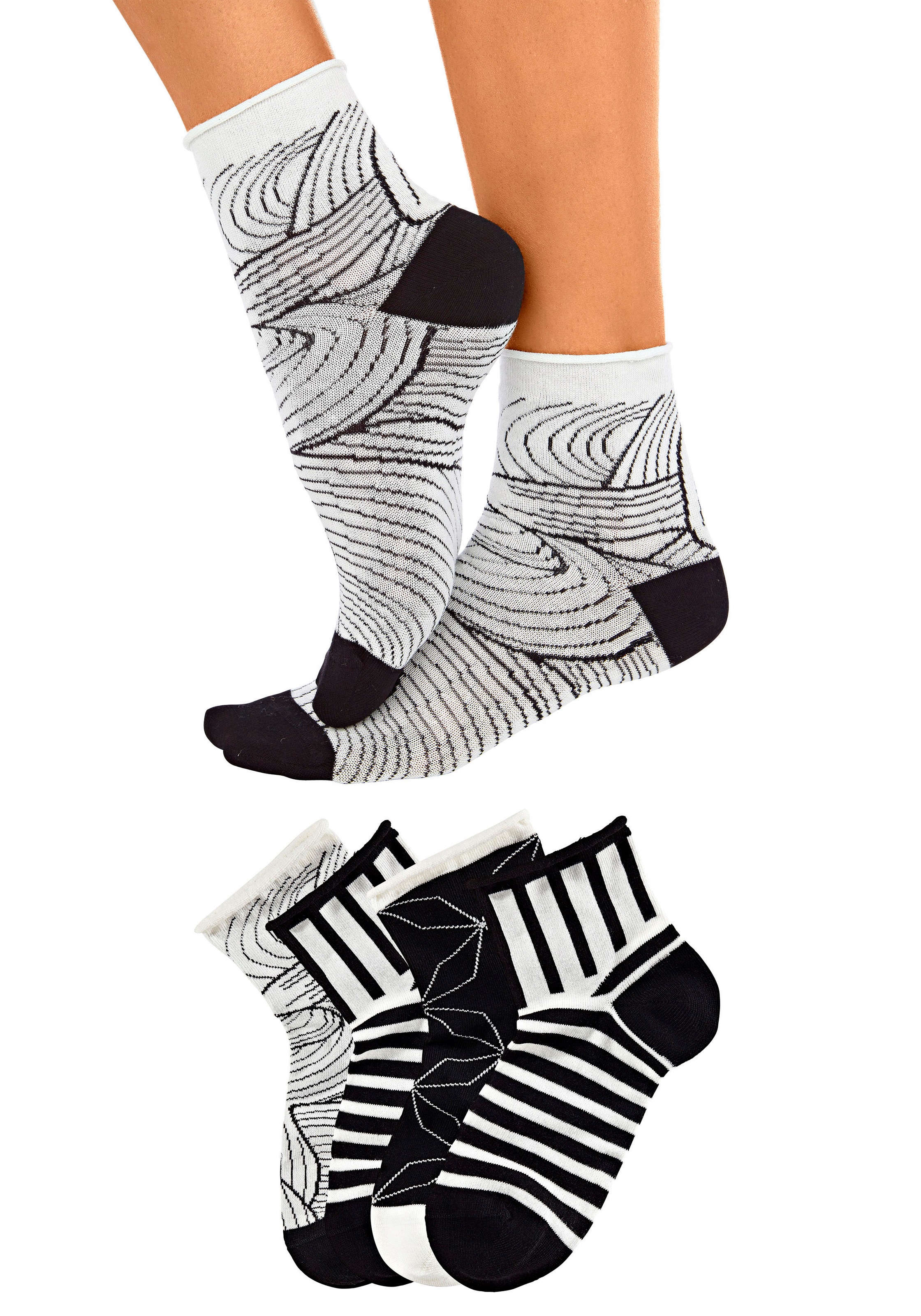 H.I.S Kurzsocken, (4 Paar), in unterschiedlichen Designs