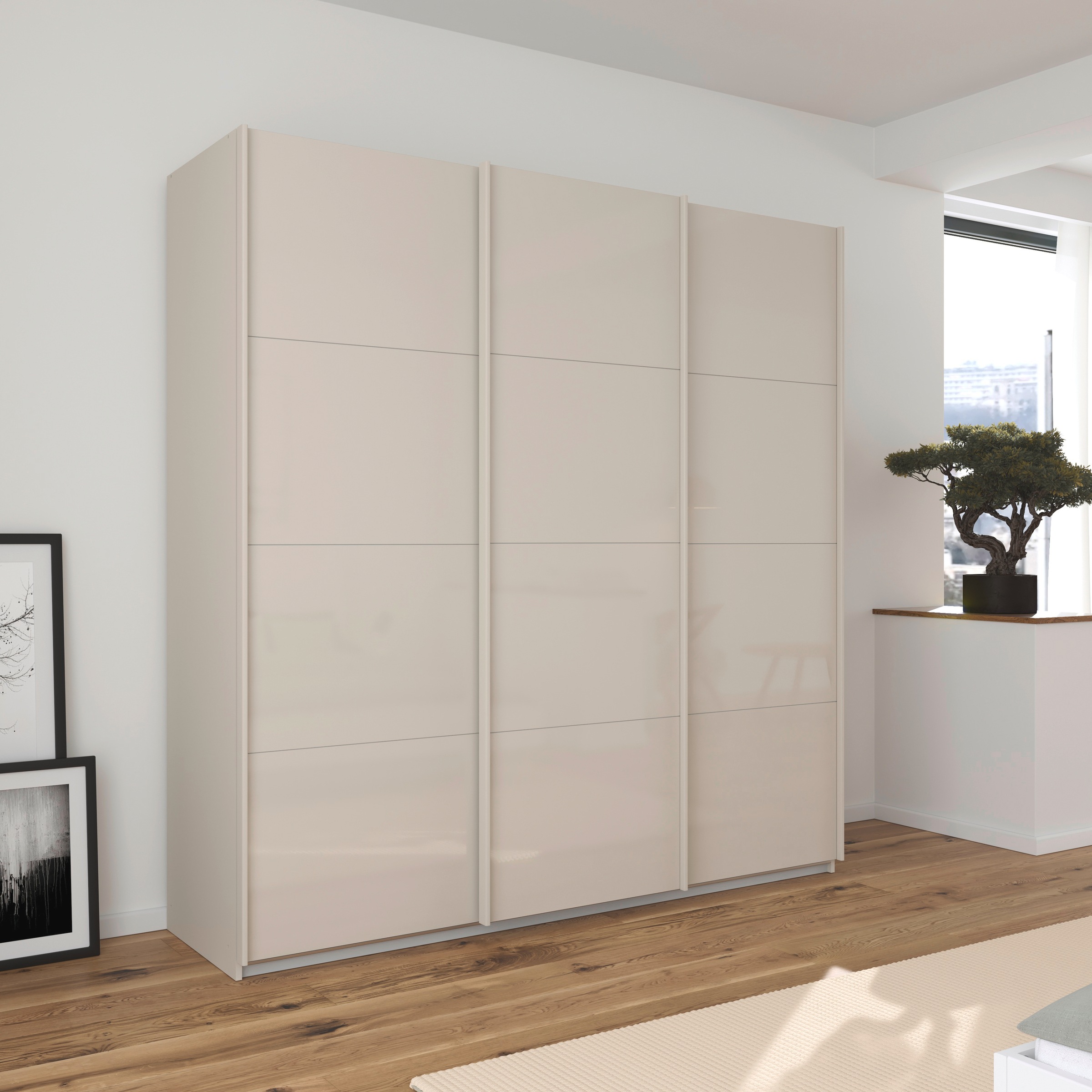 rauch Schwebetürenschrank »Kleiderschrank Schrank Garderobe AGORDO mit Glasfront«, durchdachte Innenausstattung, in 4 Breiten und 2 Höhen MADE IN GERMANY