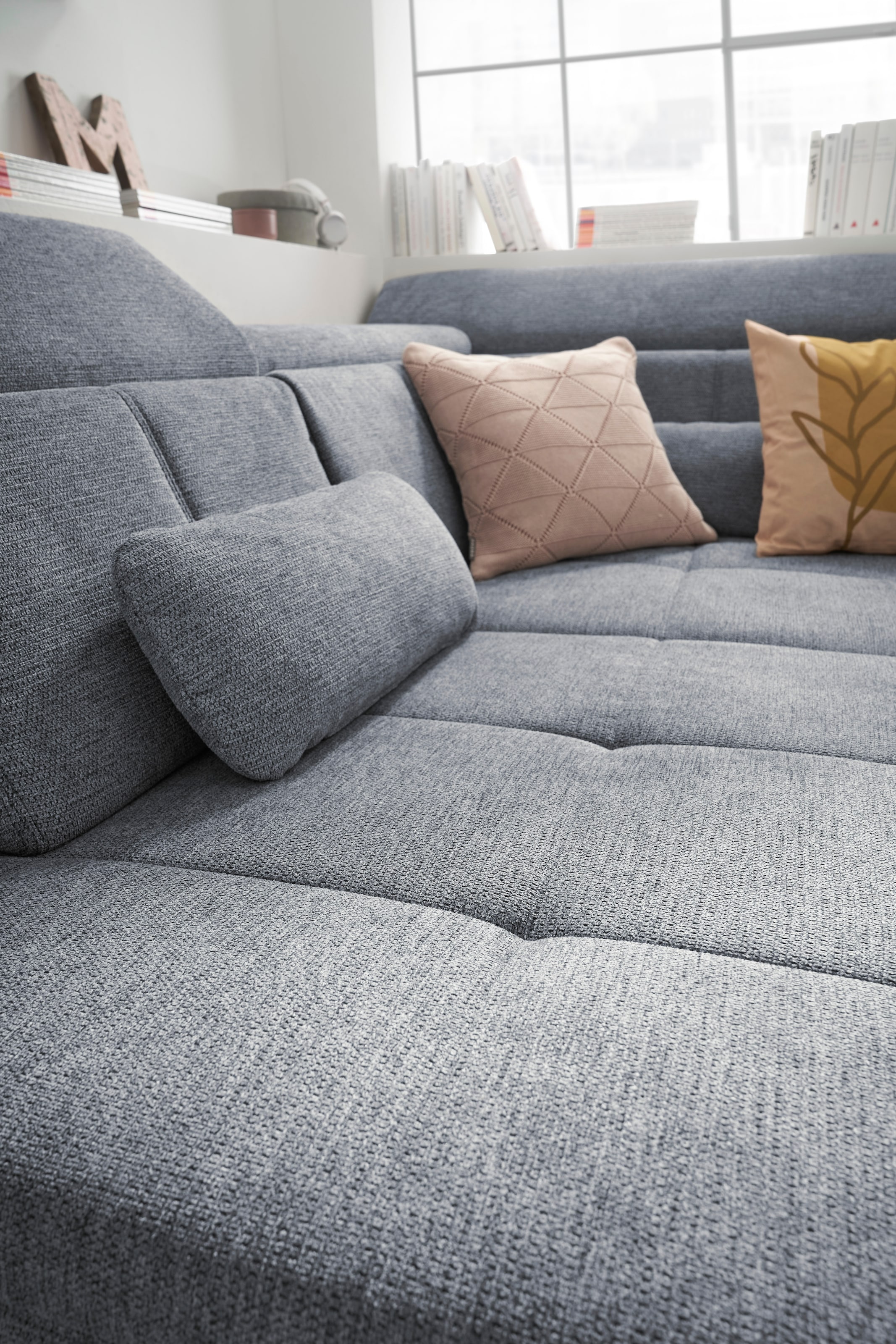 set one by Musterring Ecksofa »SO 3400 Sitzhöhe 47cm oder 49cm, Sitztiefe verstellbar, B/T 317/220 cm« Kaltschaumpolsterung, Flachgewebe, whlw. mit Funktionen, Sitzhöhe 47
