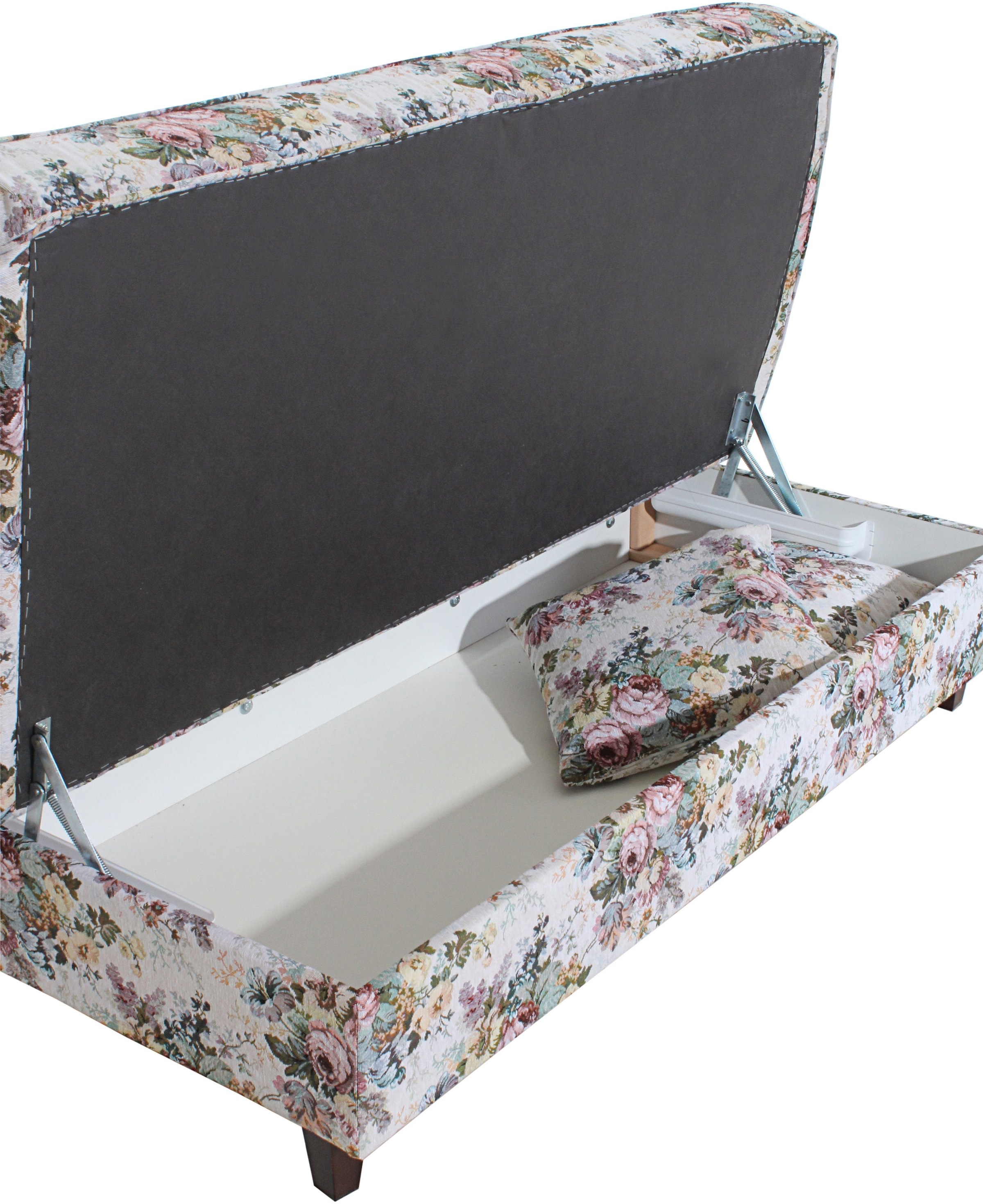 Max Winzer® Recamiere »Saturn, floraler Bezug, mit Bettkasten, bequem durch Federkern«, Armlehne wahlweise links oder rechts