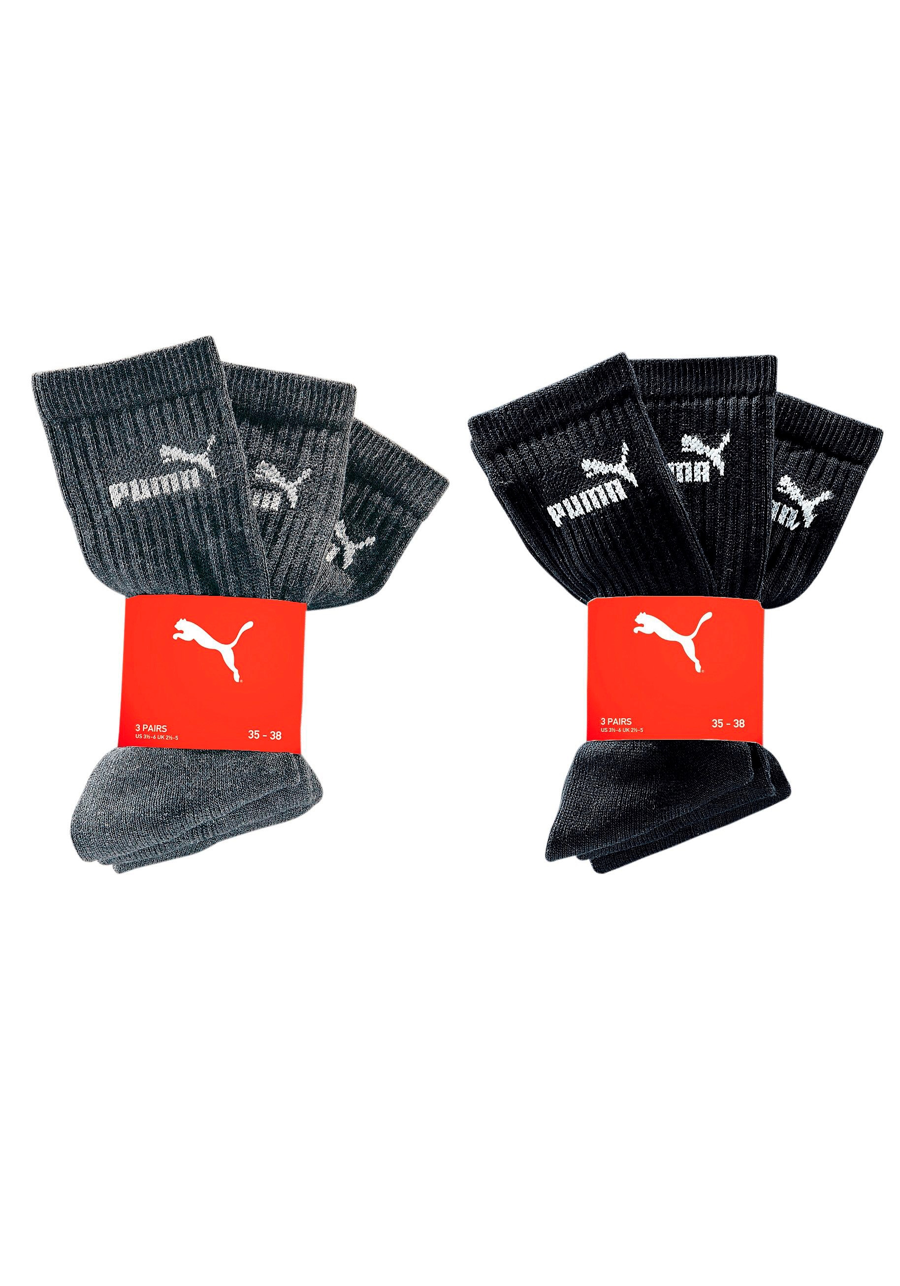 PUMA Sportsocken, (6 Paar), mit klassischer Rippe