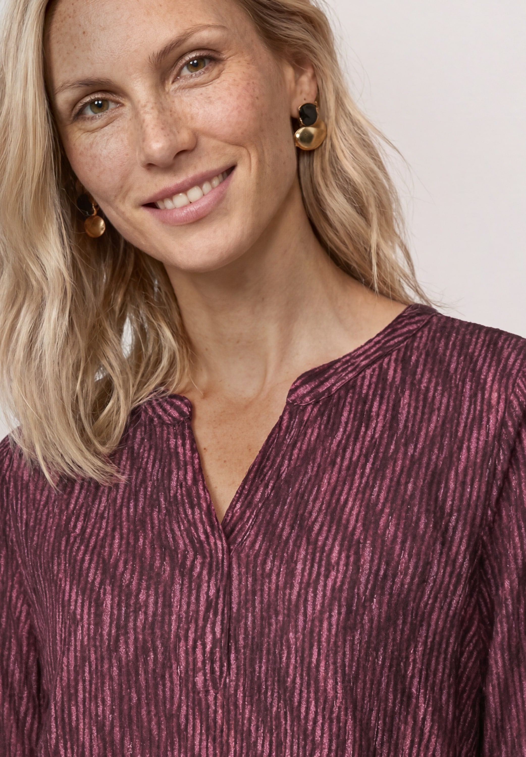 STREET ONE 3/4-Arm-Shirt Sommershirt mit Split Neck und Print