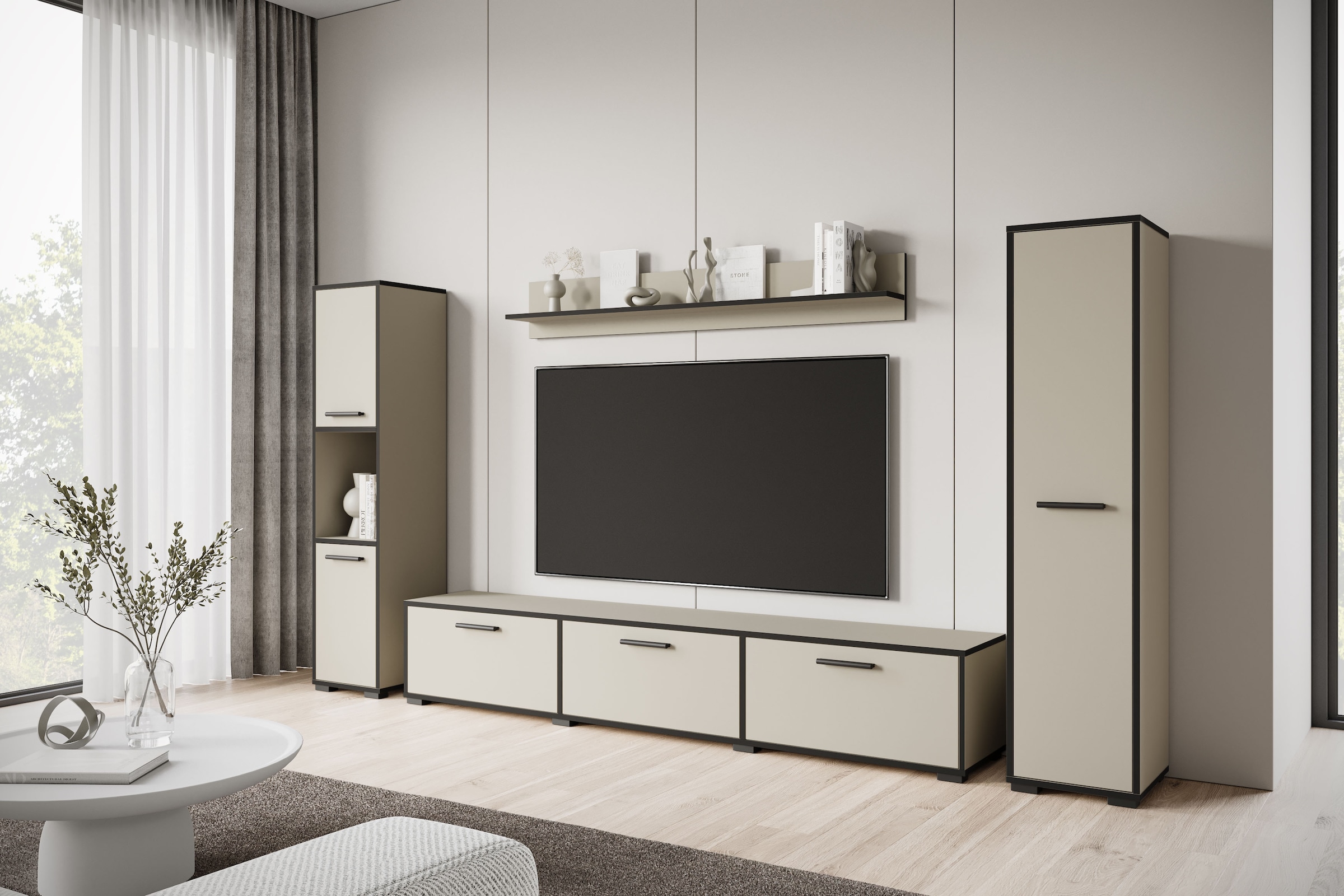 Home affaire Wohnwand »BOGOTA XL, Vitrine Türanschlag links/rechts wechselbar« Komplett-Set, 4 Stk. tlg.