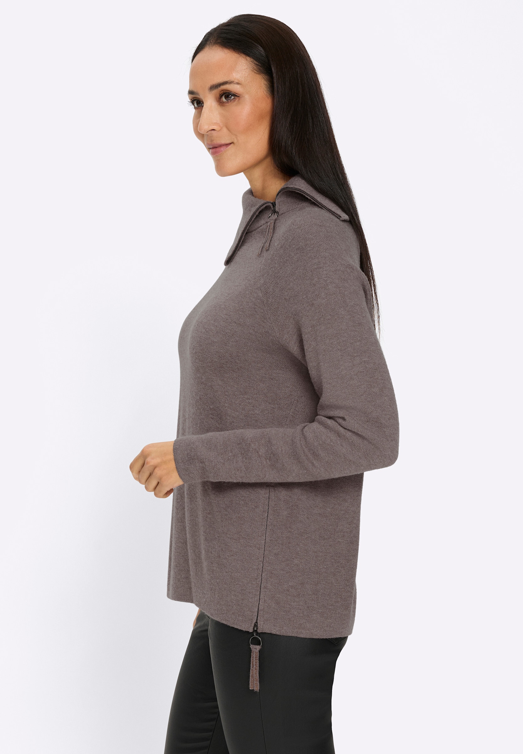 heine Strickpullover »Pullover Strickpullover mit Zipper am Saum«
