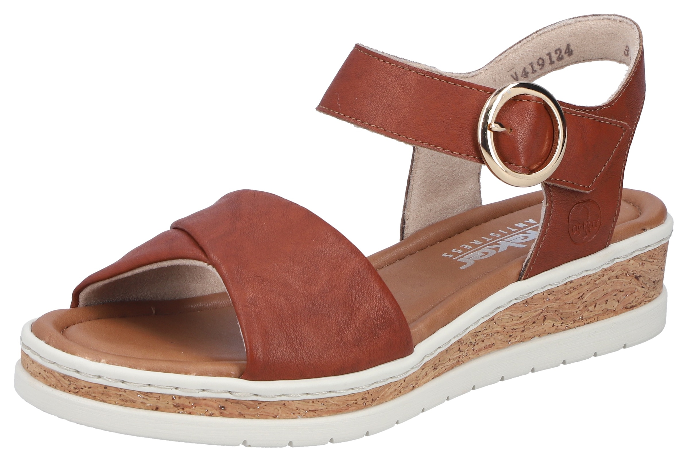 Rieker Keilsandalette  Sommerschuh, Urlaubsschuh, Sandale mit Klett