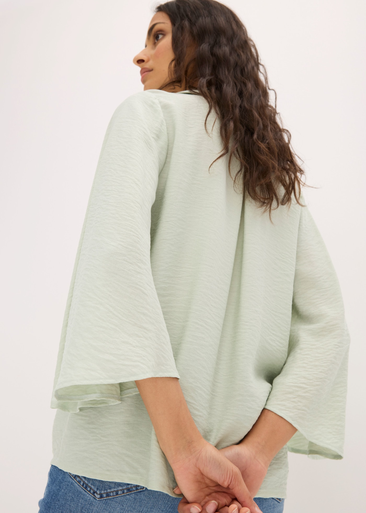 bonprix Tunika fließende Tunikabluse, Loose Fit, mit 7/8-Ärmeln