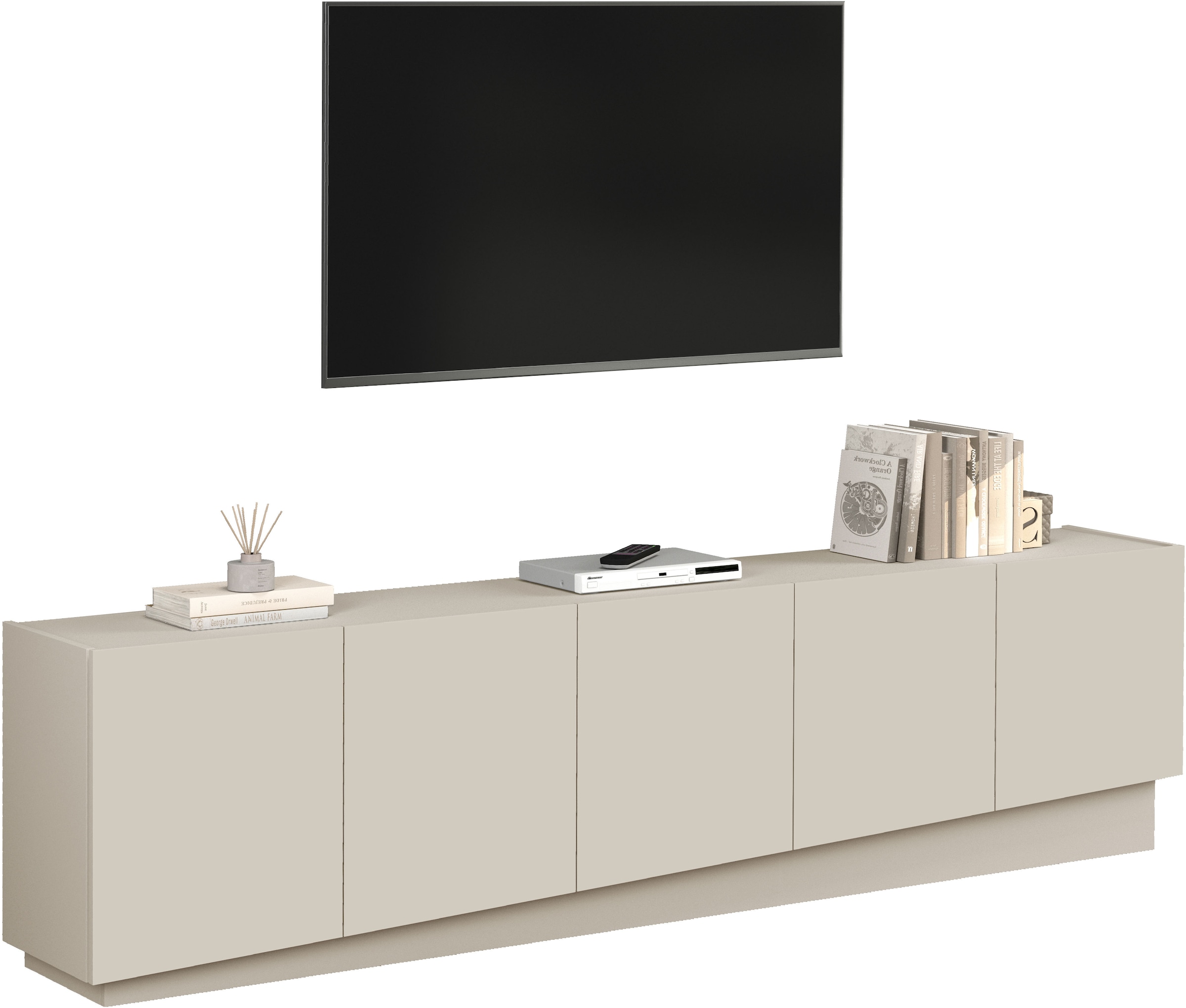 INOSIGN Lowboard »VELA, Höhe 60 cm, Breite 225 cm,Design mit schrägen Türen«, (1 St.), Made in Italy, Maße-B/T/H: 225x35x60, Lowboard, TV-Board, TV-Kommode