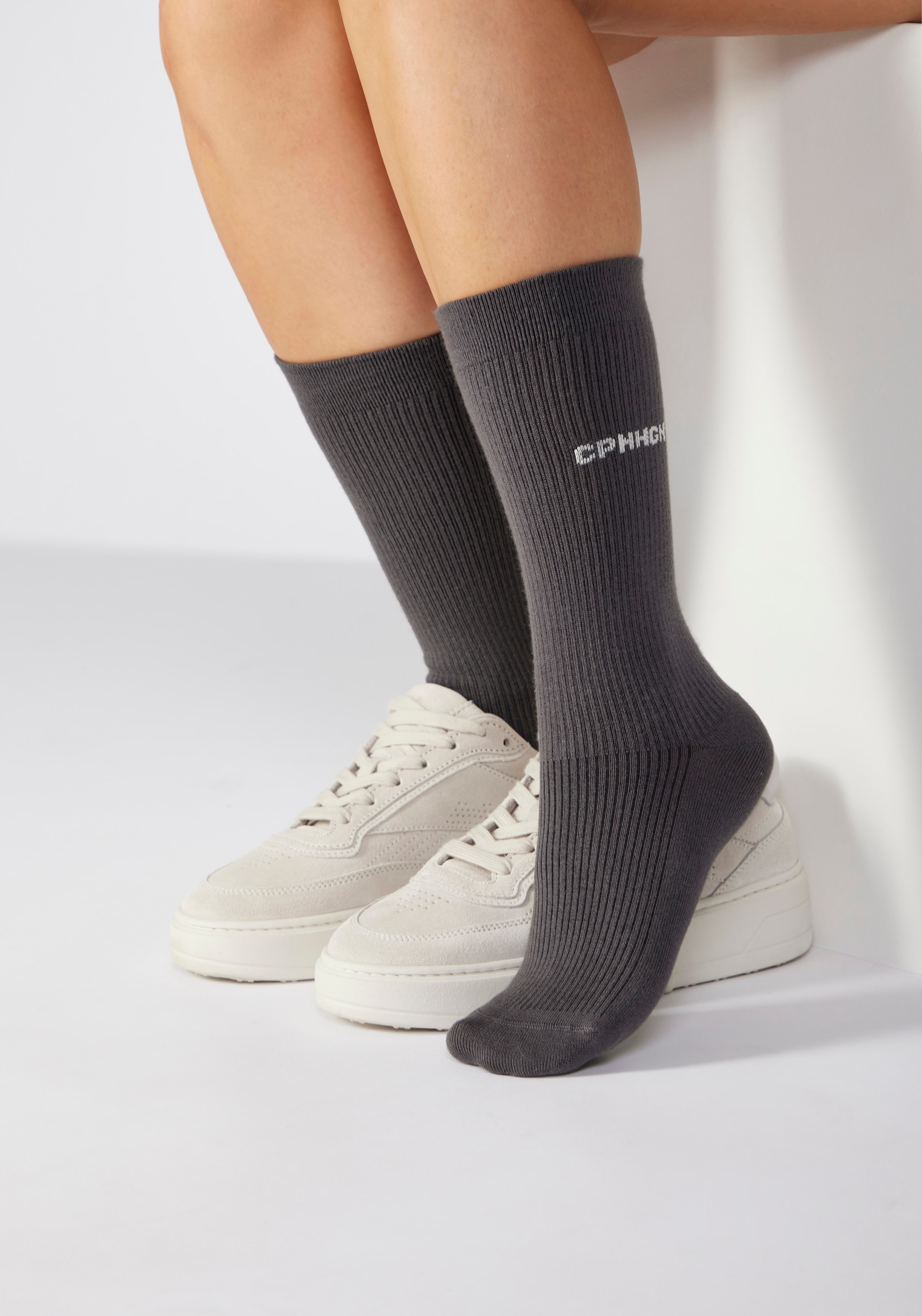 Copenhagen Studios Basicsocken Packung, 3 Paar tlg. mit Rippstruktur und Stickerei