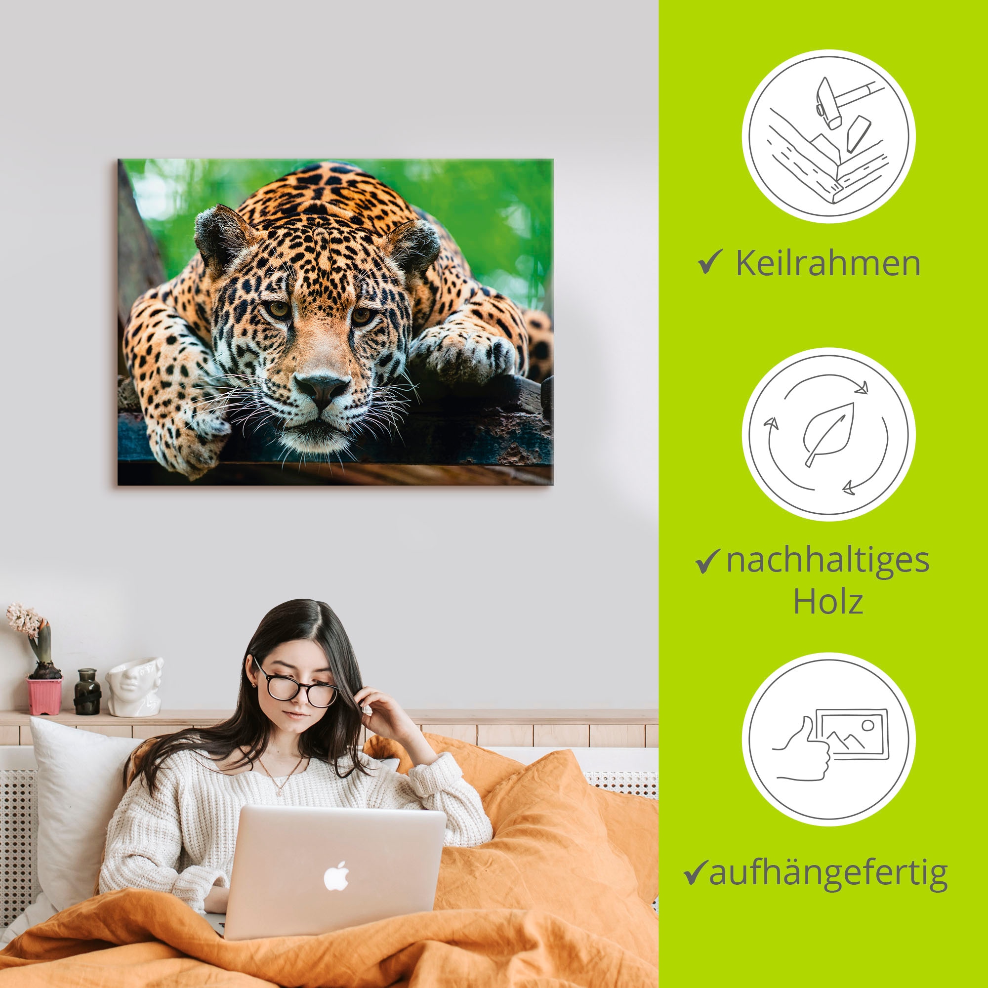 Artland Wandbild »Südamerikanischer Jaguar«, Wildtiere, (1 St.), als Alubild, Outdoorbild, Leinwandbild, Poster, Wandaufkleber