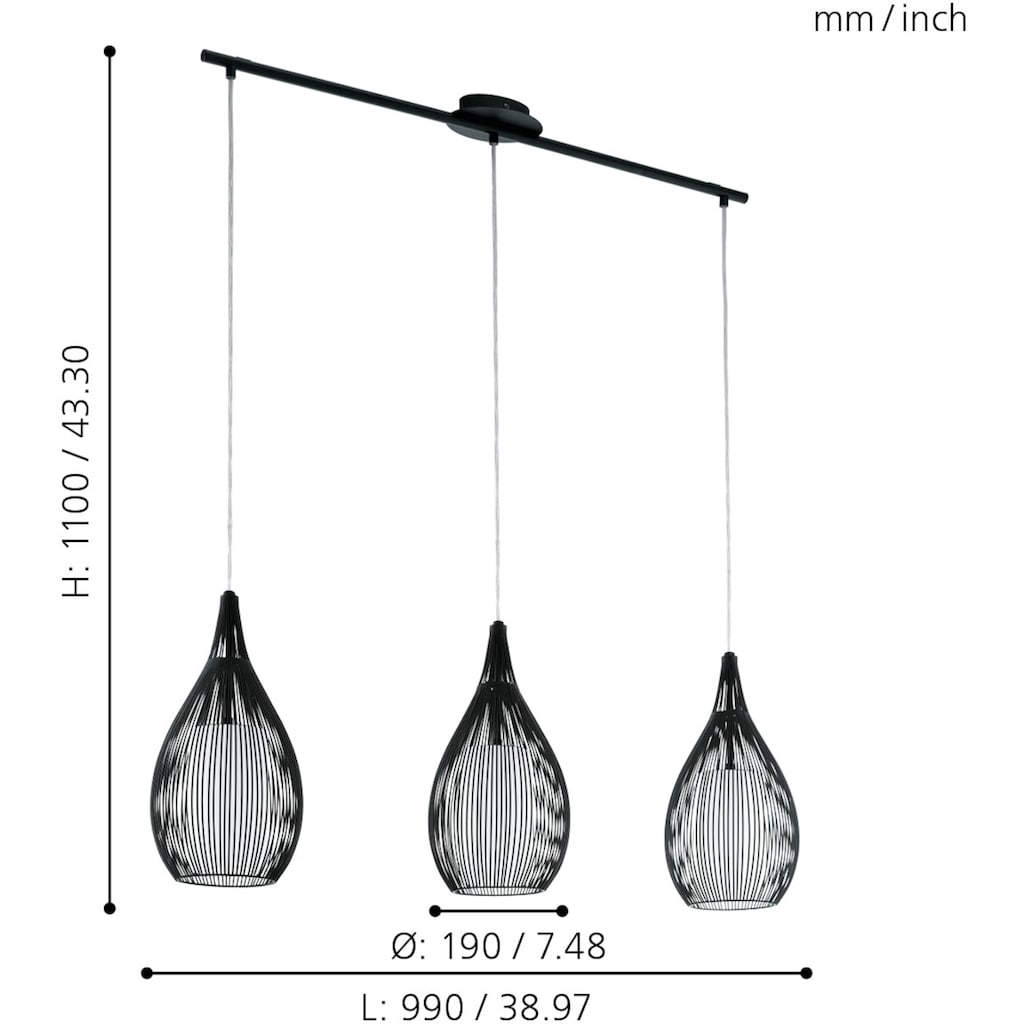 EGLO Pendelleuchte »RAZONI«, 3 flammig-flammig