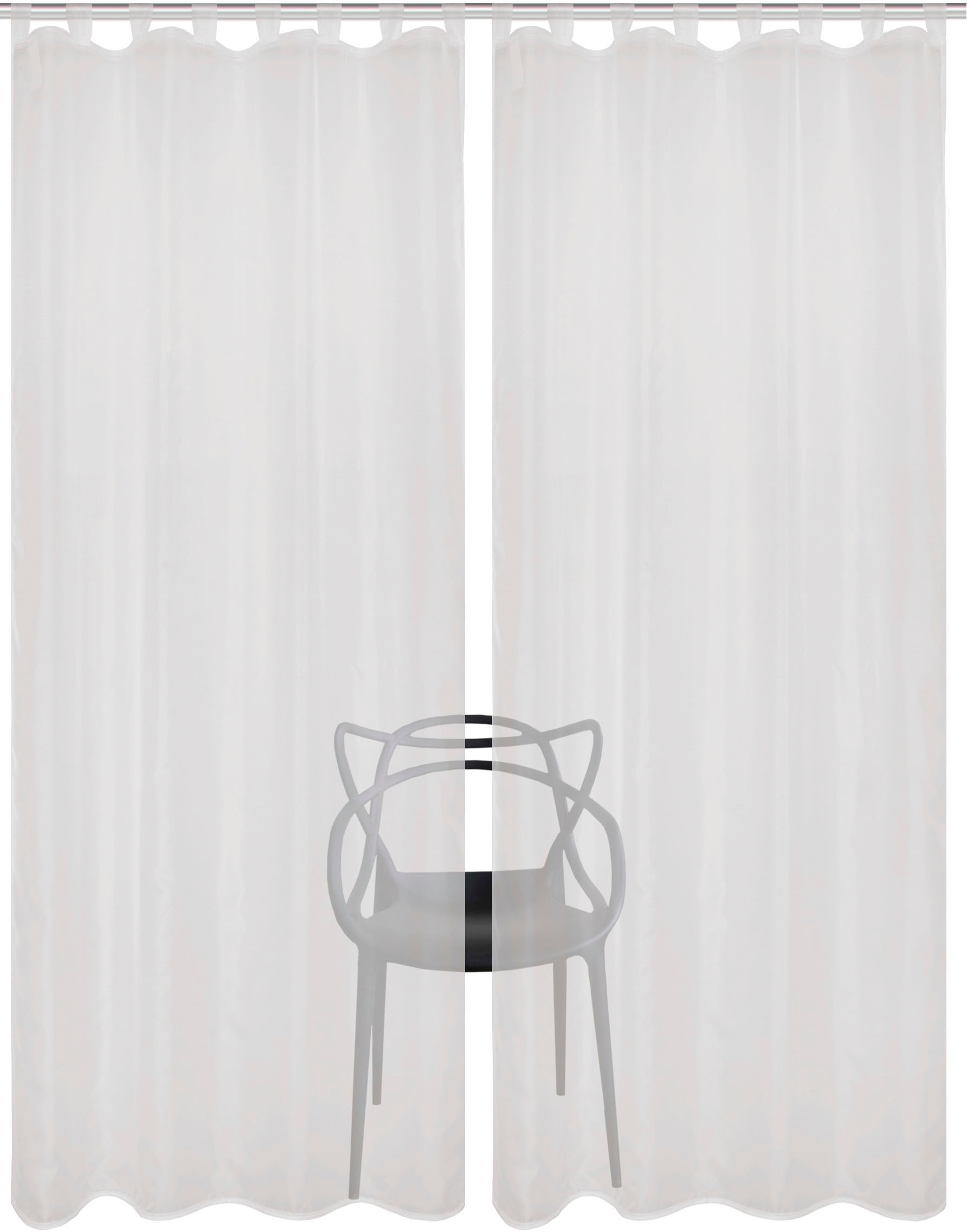 HOME WOHNIDEEN Vorhang »NESSI 2er Pack«, (2 St.), Uni, Voile, transparent, Schlaufen inkl. Zugband, 2er Pack