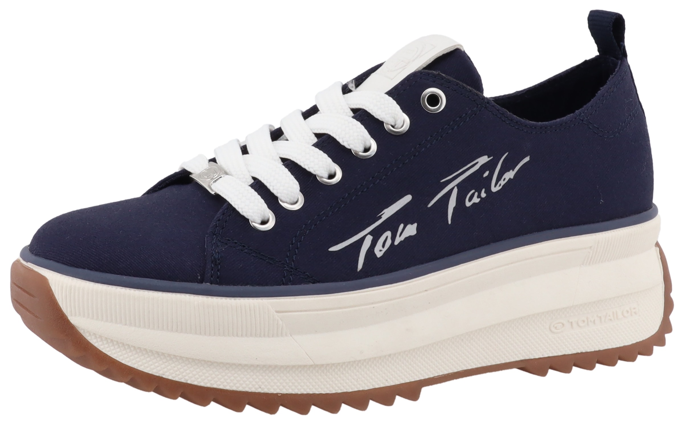 TOM TAILOR Plateausneaker, Freizeitschuh, Halbschuh, Schnürschuh mit seitlicher Logo-Signatur