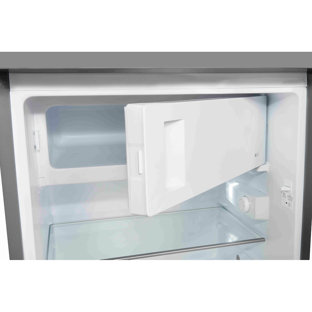 exquisit Kühlschrank »KS16-4-H-010D«, KS16-4-H-010D inoxlook, 85 cm hoch, 56 cm breit