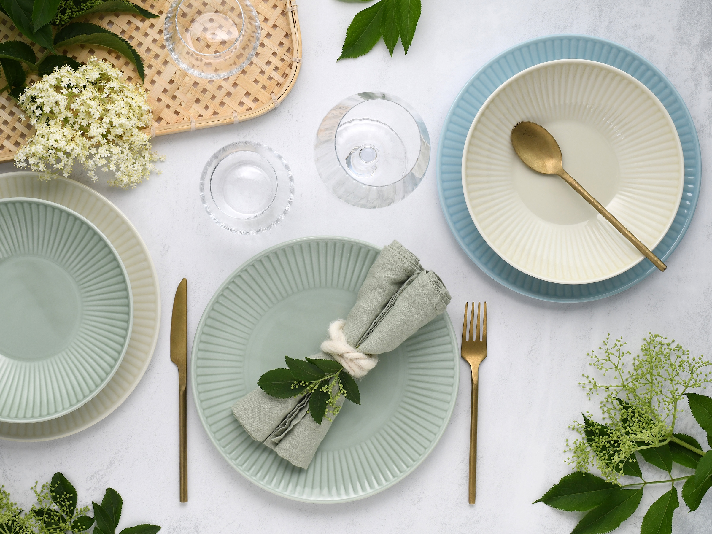 CreaTable Tafelservice »Valencia Pastell, Tafel-Service 12-tlg« Teller Set, Elegant, Boho Chic