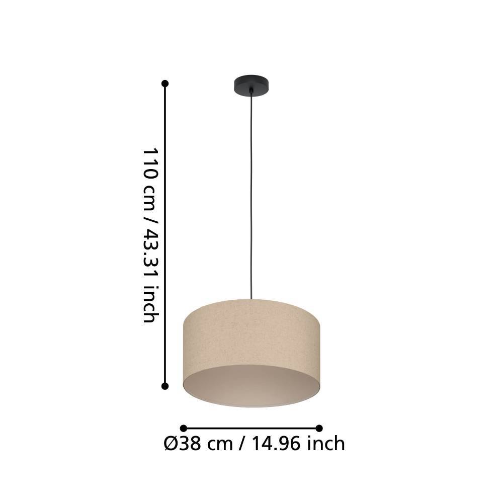 EGLO Hängeleuchte »FENIGLIA«, 1 flammig, Leuchtmittel E27 | ohne Leuchtmittel, Pendelleuchte, Leinen in Natur und Metall in Schwarz, E27, Ø 38 cm