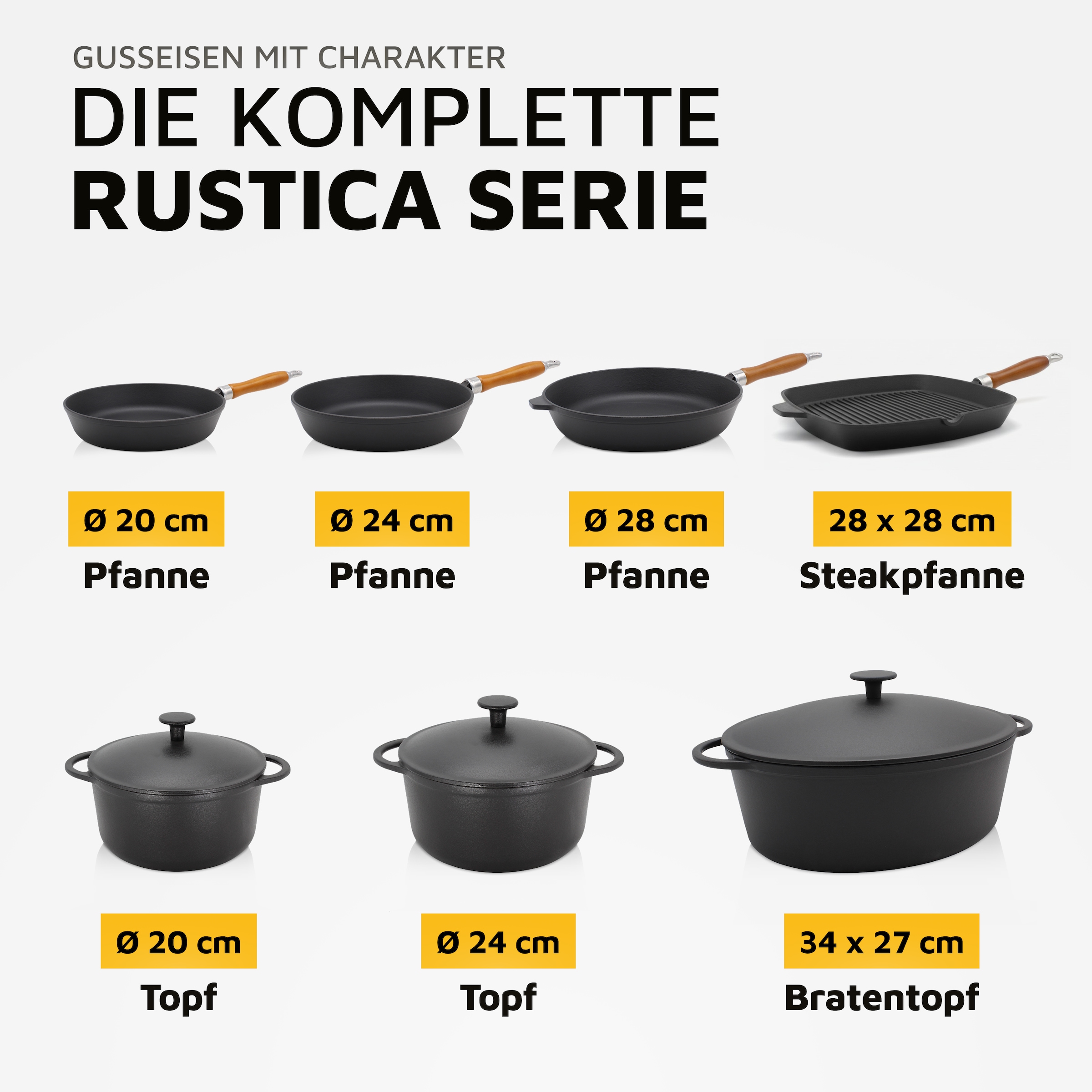 Krüger Fleischtopf »Eisenguss Fleischtopf mit Deckel RUSTICA« 1 Stk. tlg. Gusseisen