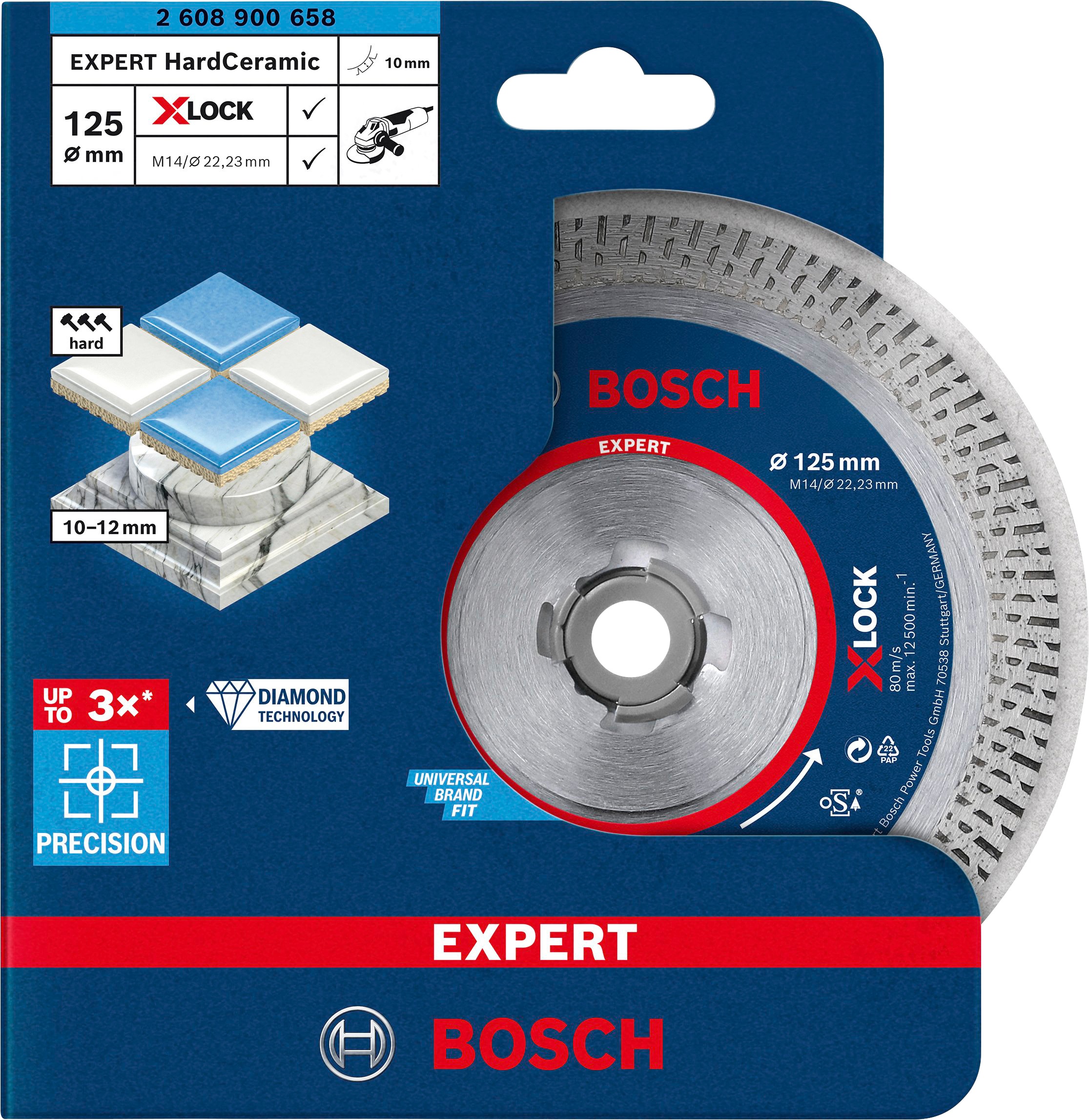 Bosch Professional Diamanttrennscheibe »Expert HardCeramic X-LOCK«, 22.23 x 1.4 x 10 mm